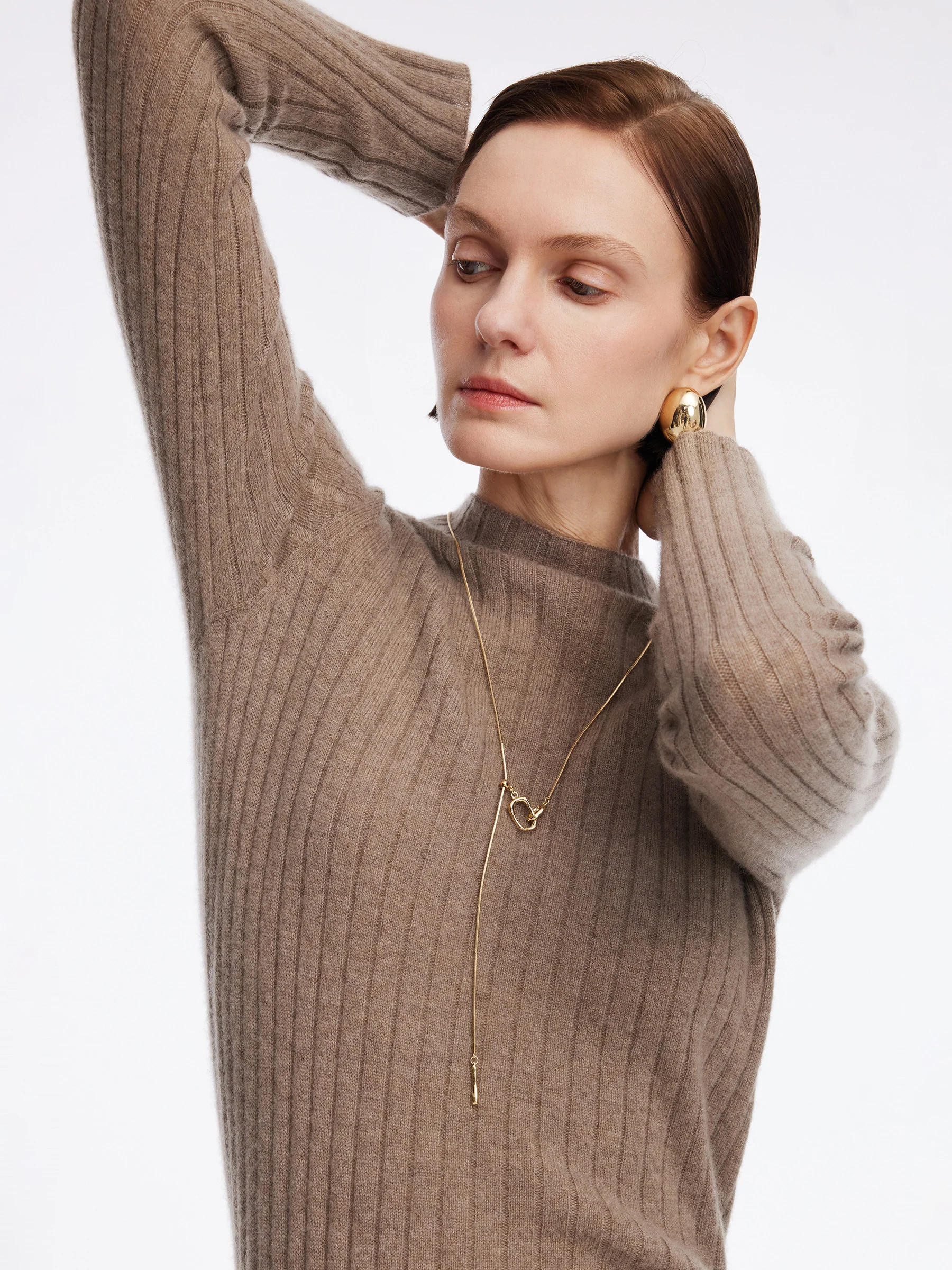 100% Cashmere Seamless Mock Neck Women Sweater - Image 5