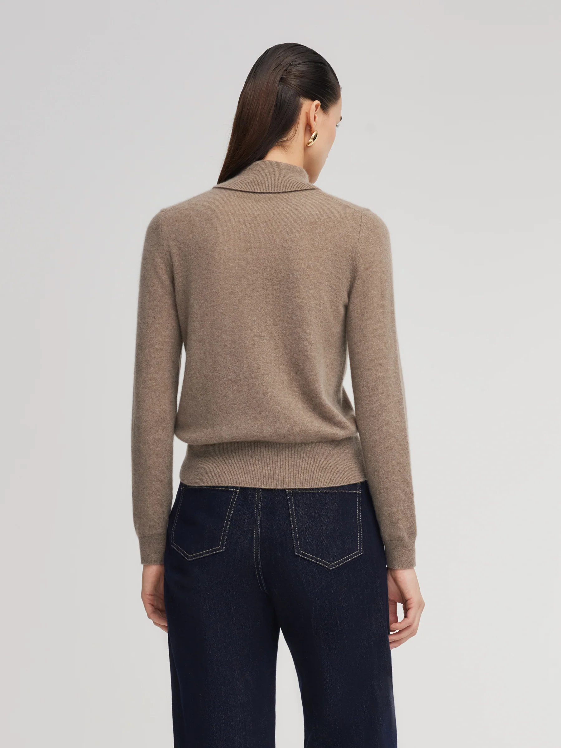 100% Cashmere Folded Collar Women Sweater - Image 4