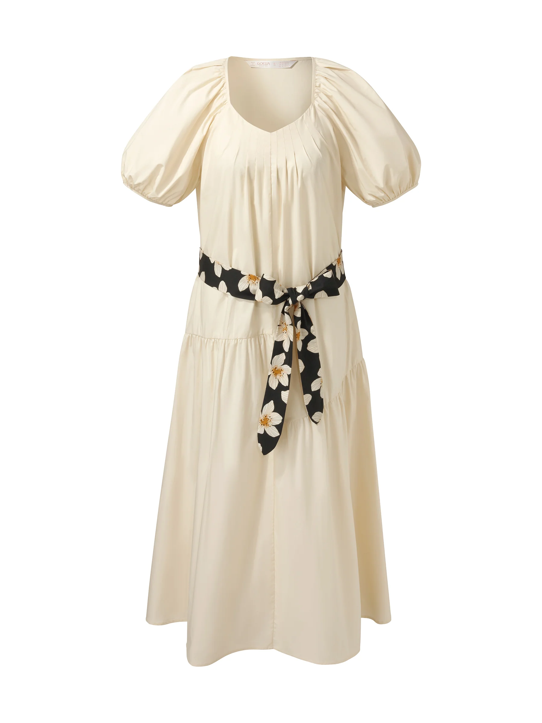 100% Cotton A-Line Women Maxi Dress With Two Tie Belts - Image 8