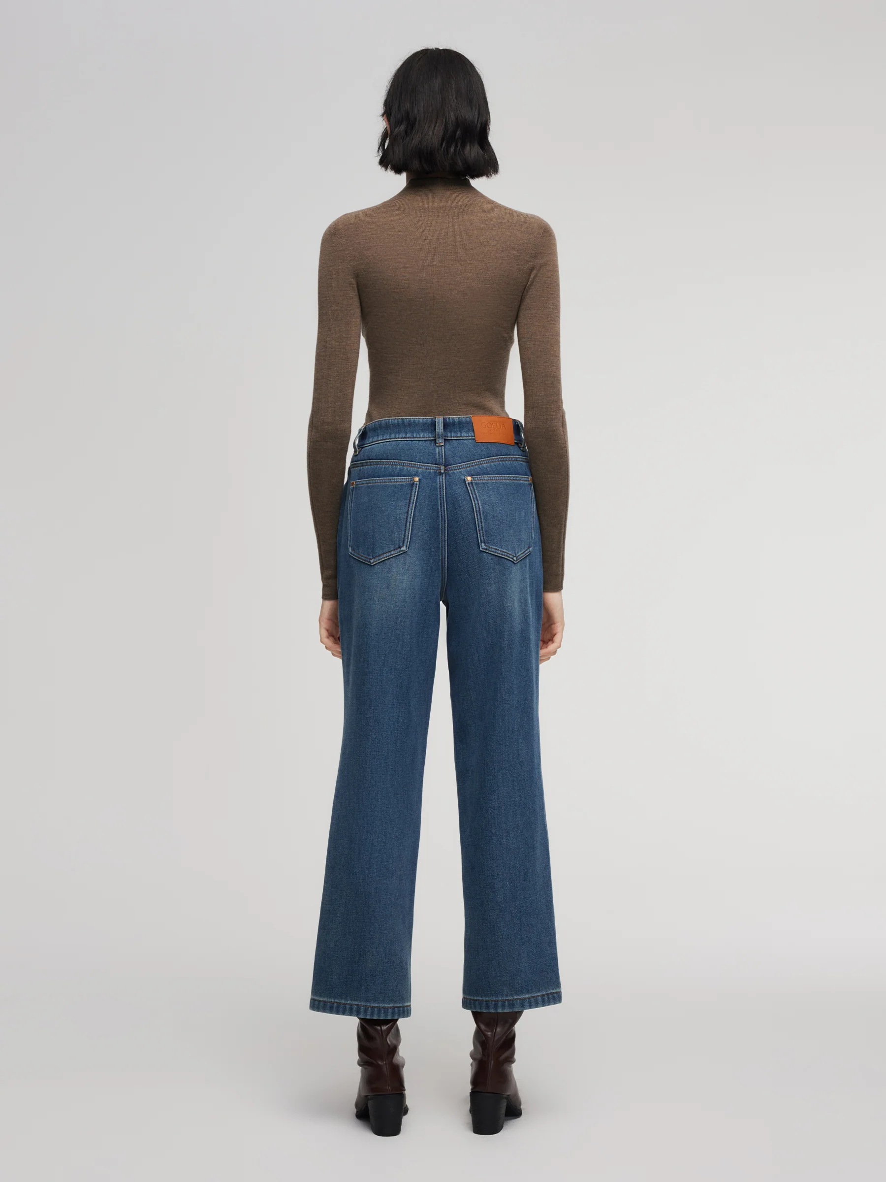 100% Cotton Denim Fleece Lined Women Straight Ankle Length Jeans - Image 3