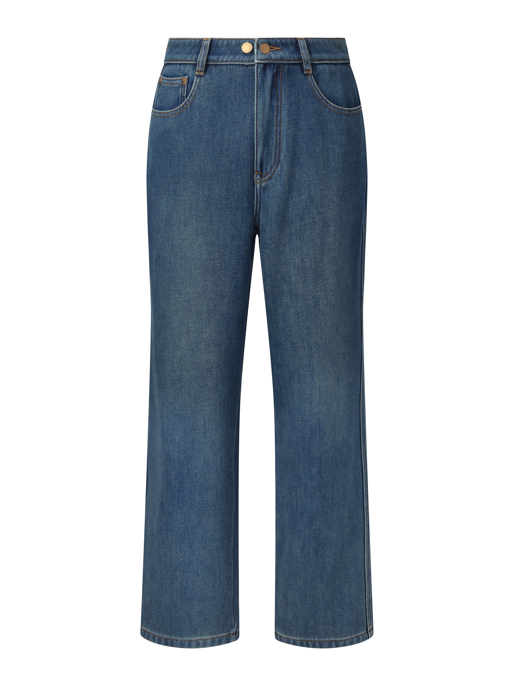 100% Cotton Denim Fleece Lined Women Straight Ankle Length Jeans - Image 9