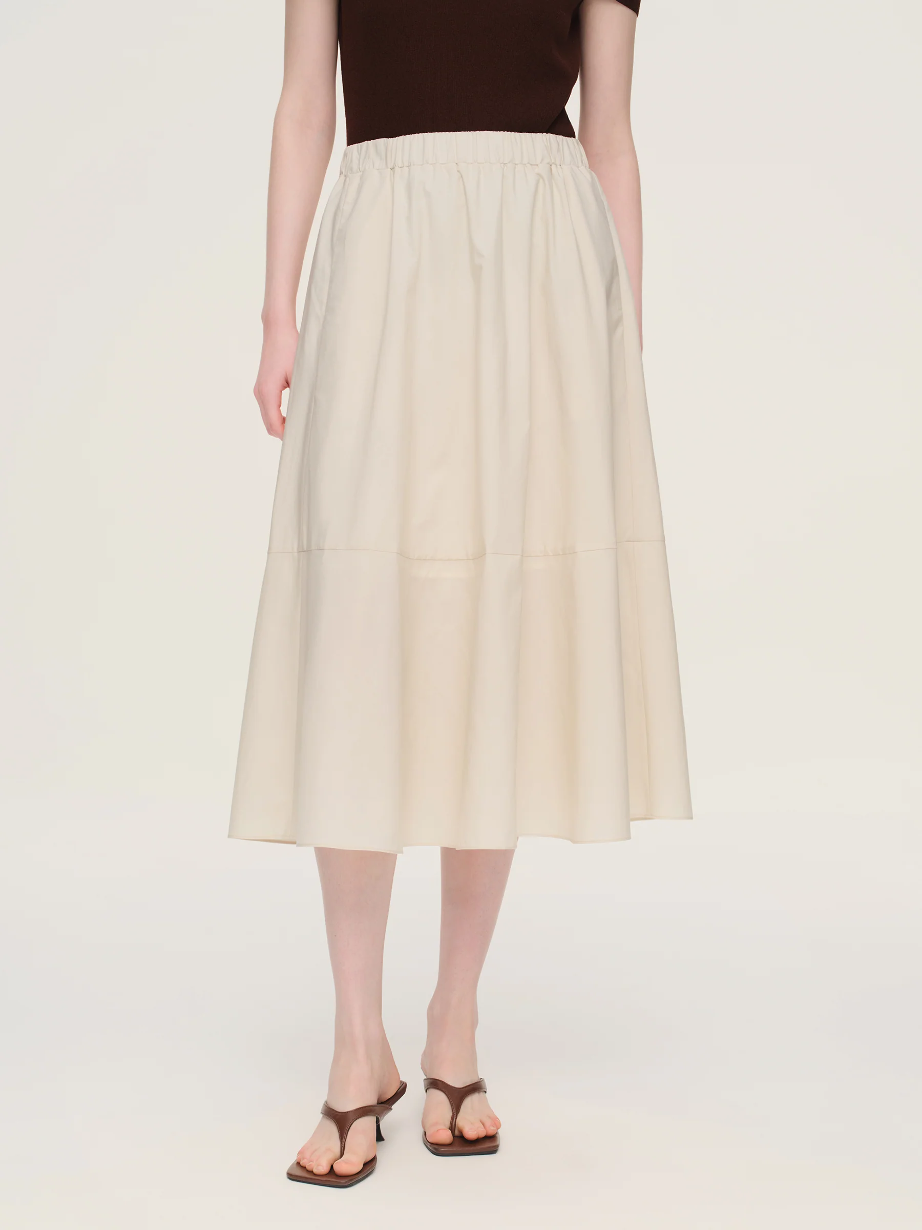 100% Cotton Ruffle Round Neck Top And A-Line Skirt Two-Piece Set - Image 7