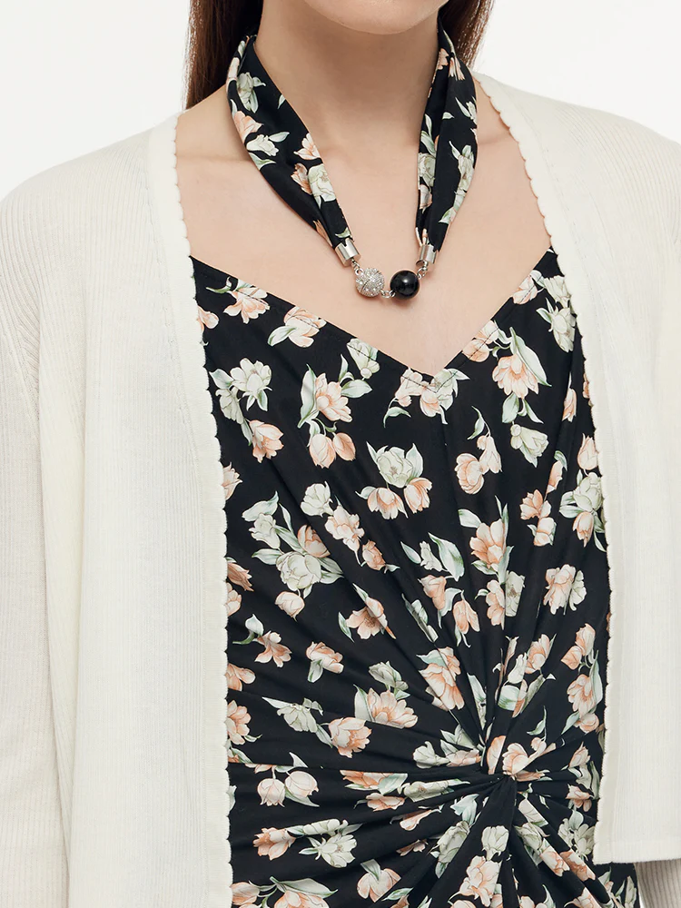 100% Cotton Strap Maxi Dress And Lyocell Cardigan Two-Piece Set - Image 2