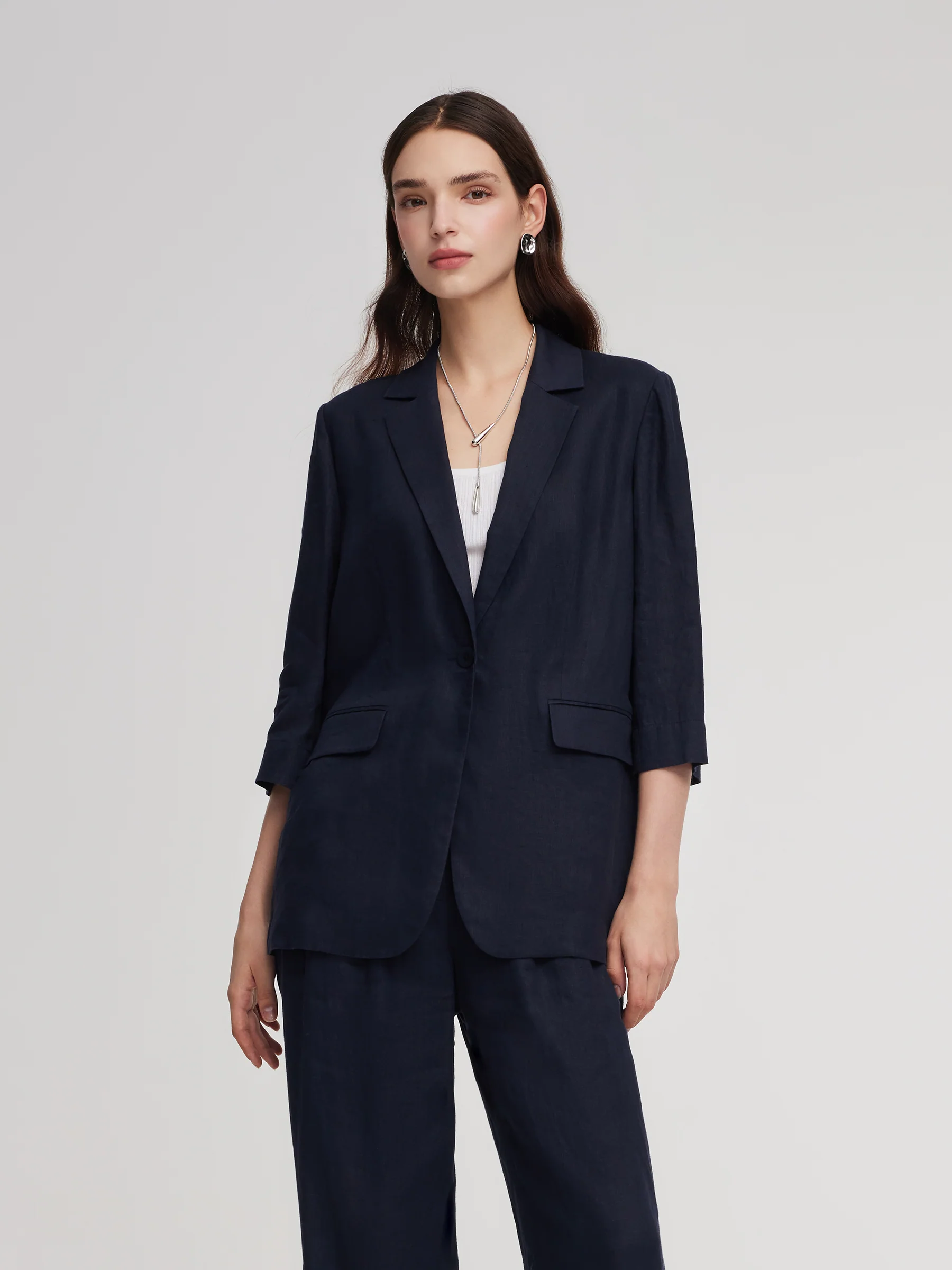 100% Linen 3/4 Sleeve Women Blazer - Image 4