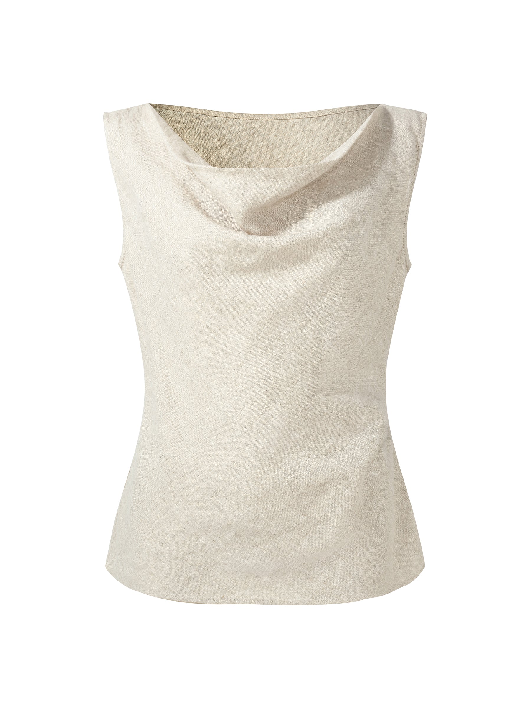 100% Linen Cowl Neck Women Tank Top - Image 9