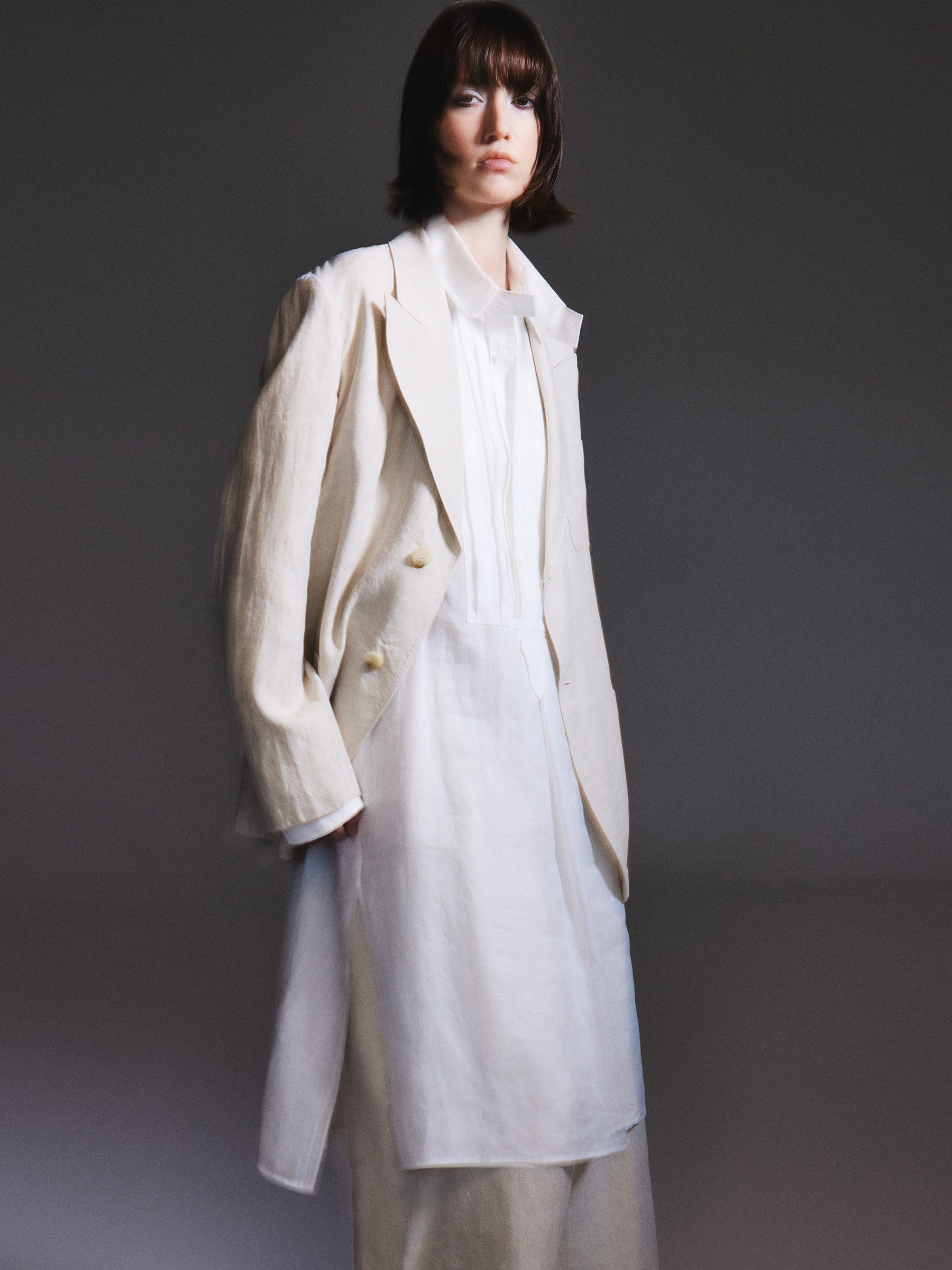 100% Linen Loose Fit X-Line Unisex Blazer - Image 4