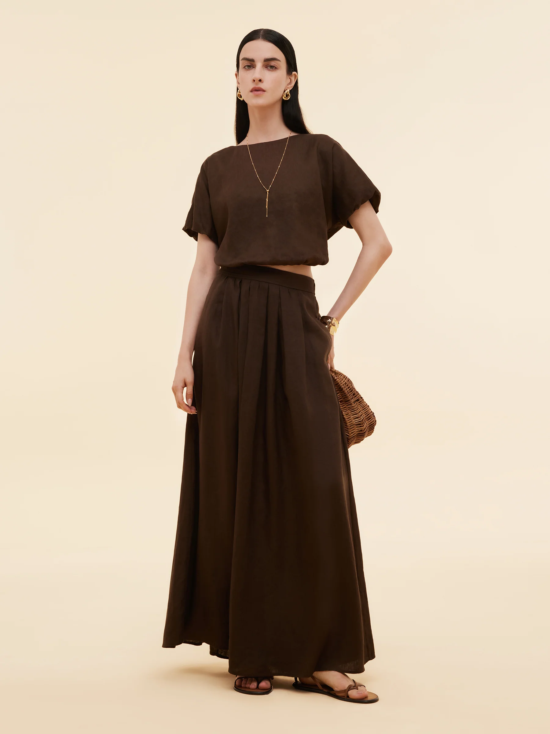 100% Linen Women High-Waisted A-Line Skirt - Image 9