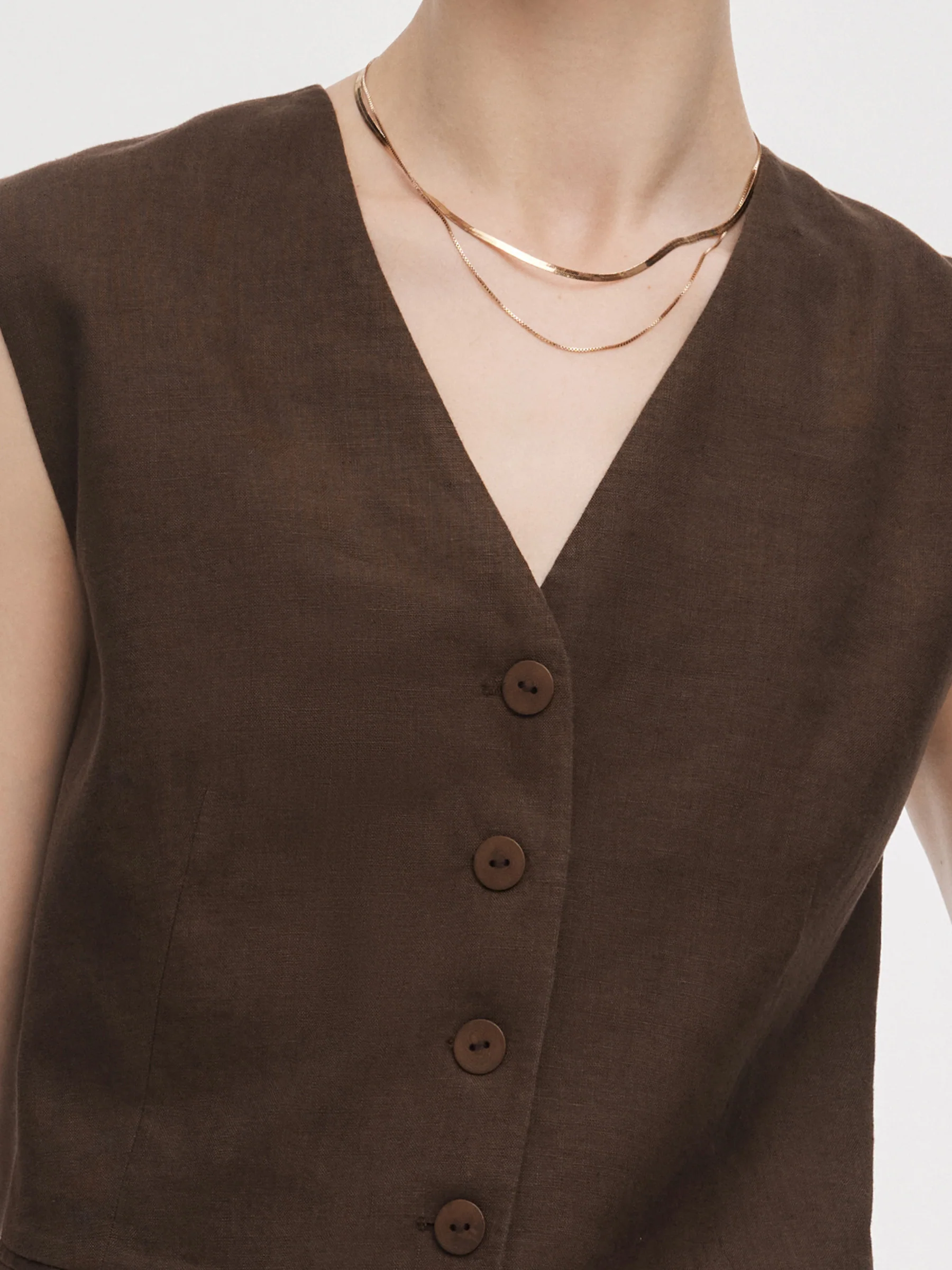 100% Linen Women V-Neck Vest - Image 6
