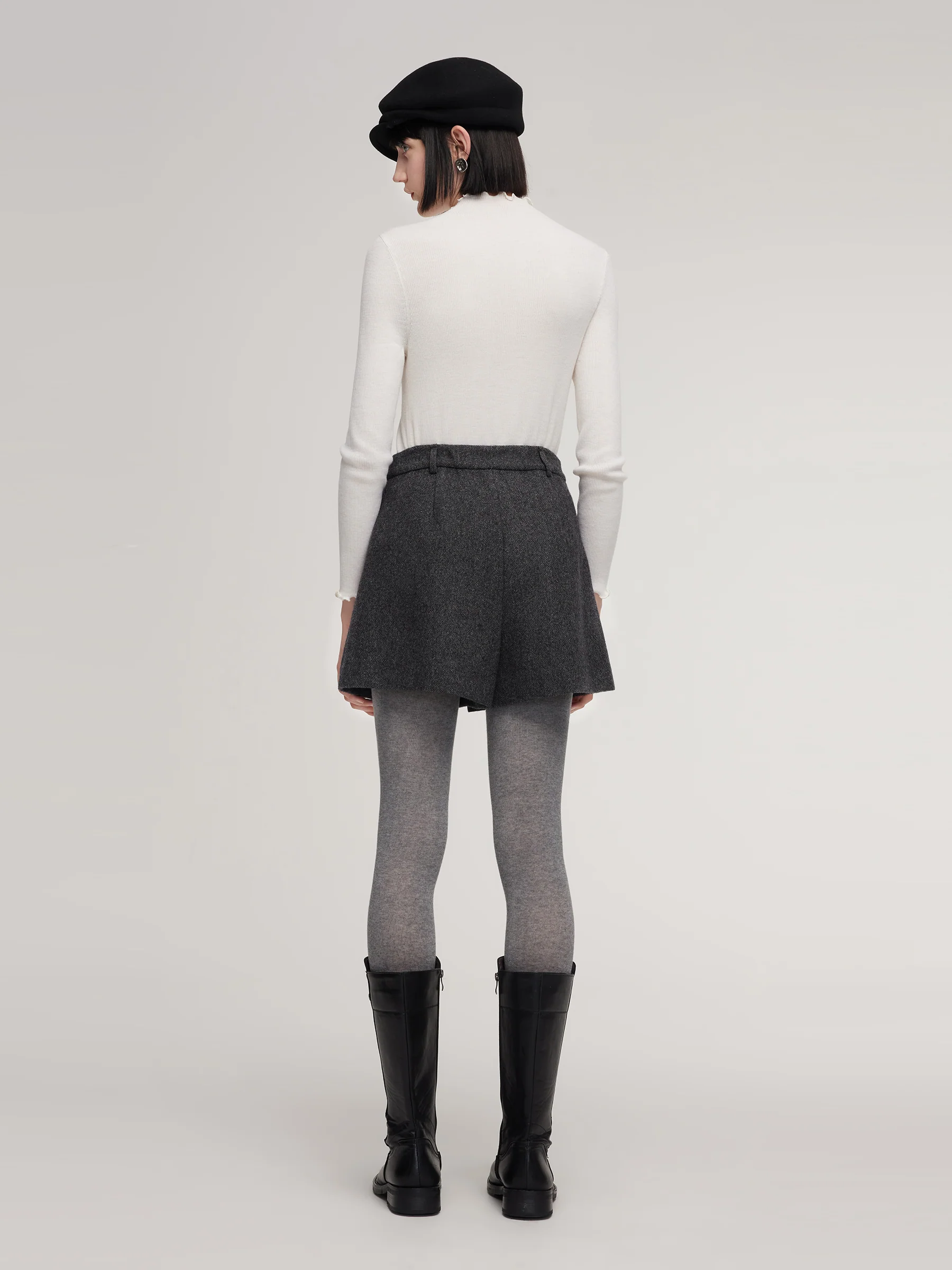 100% Washable Wool A-Line Women Culotte Skirt - Image 3