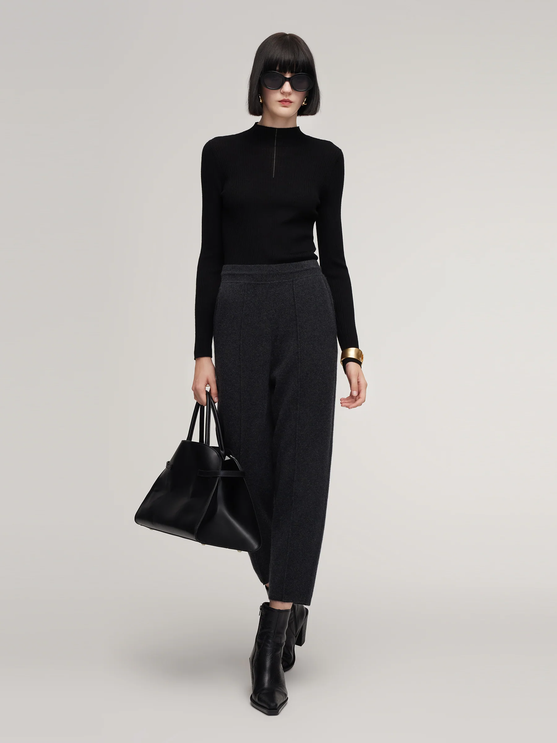 100% Washable Wool Mock Neck Women Knit Top - Image 3