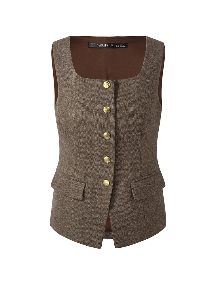 100% Washable Wool Square Neck Women Vest - Image 7