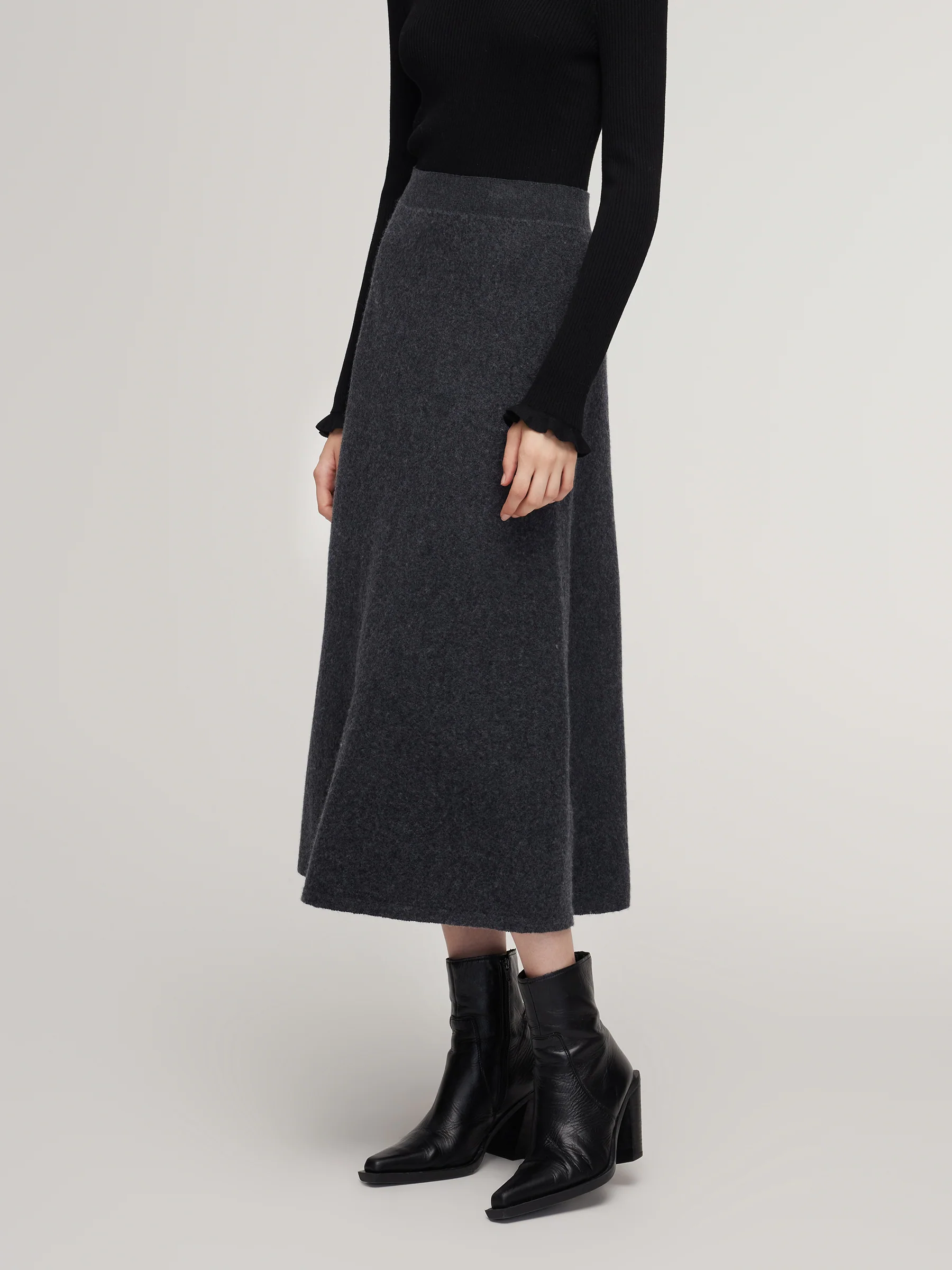 100% Wool A-Line Women Flared Skirt - Image 4