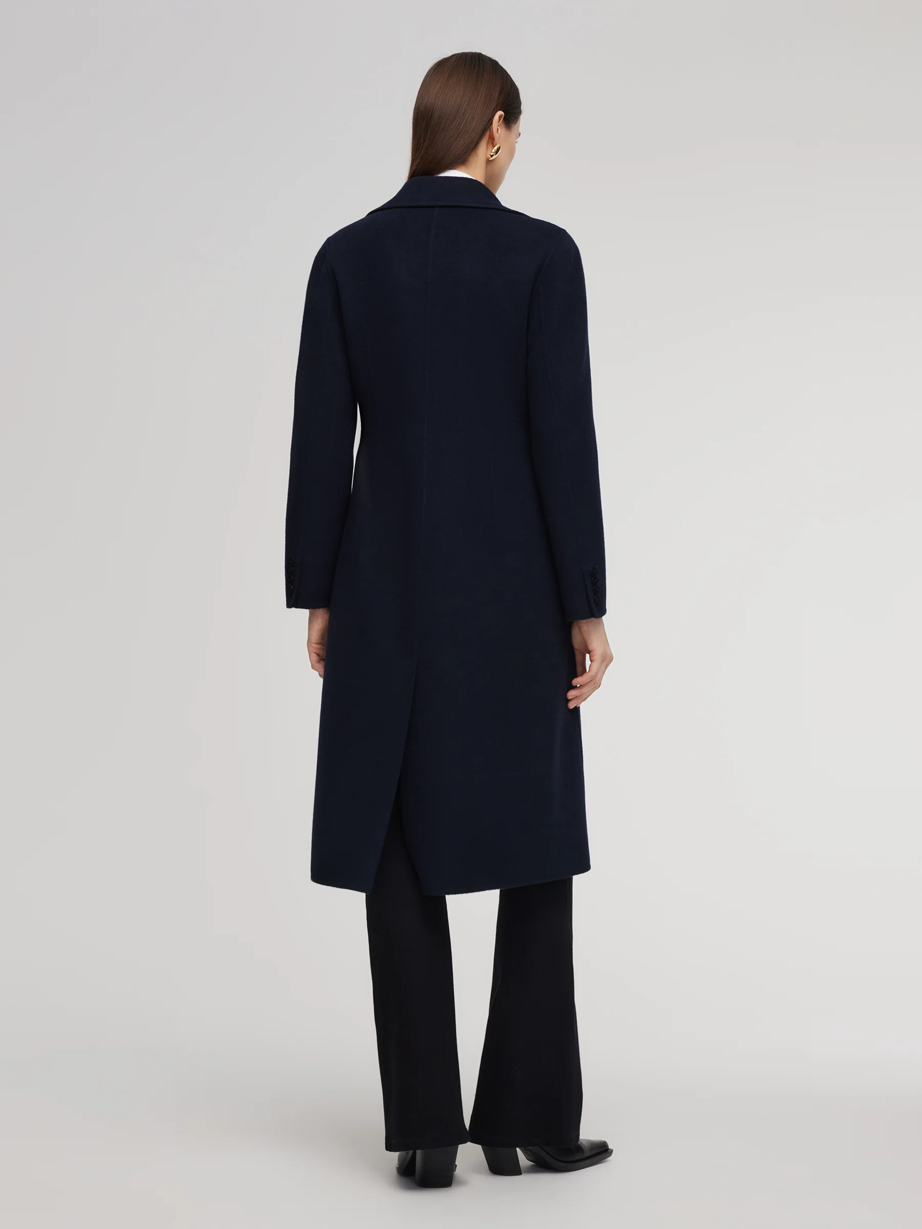 100% Wool Double-Faced Gathered Waist Women Overcoat - Image 3