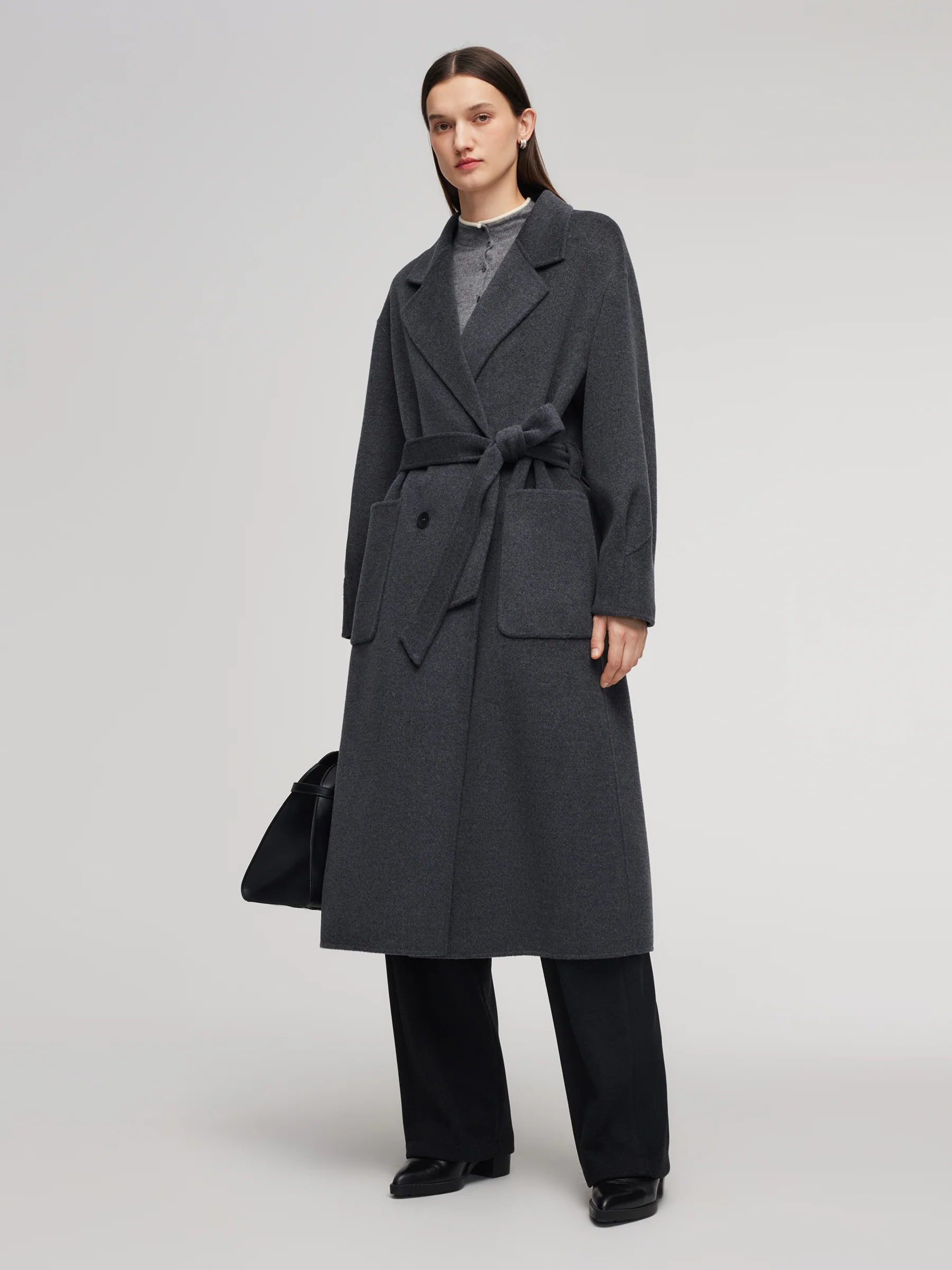 100% Wool Double-Faced Women Wrap Overcoat - Image 5