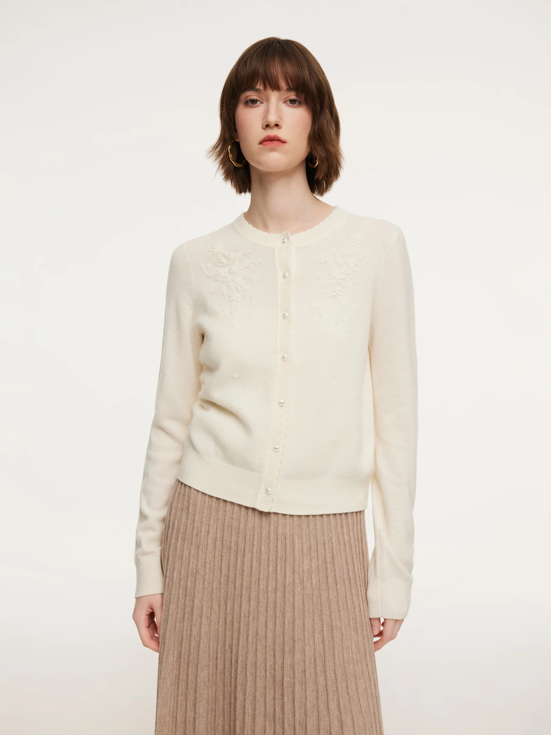 100% Wool Embroidered Women Cardigan
