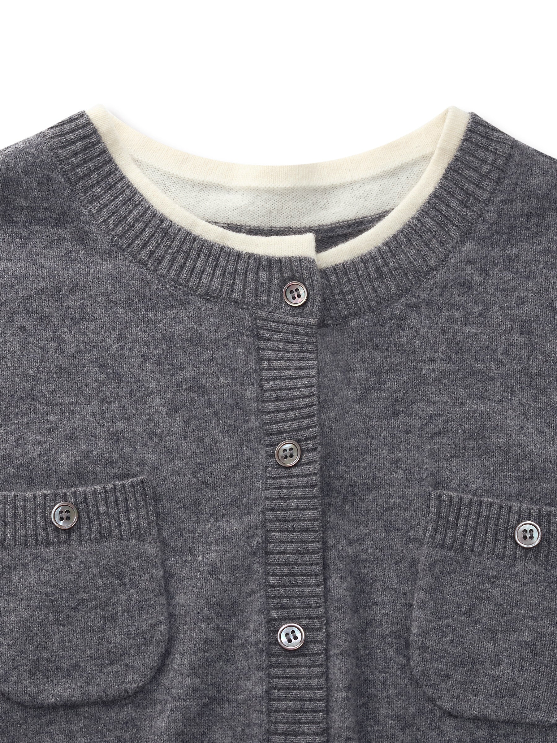 100% Wool Contrast Trim Women Cardigan - Image 7