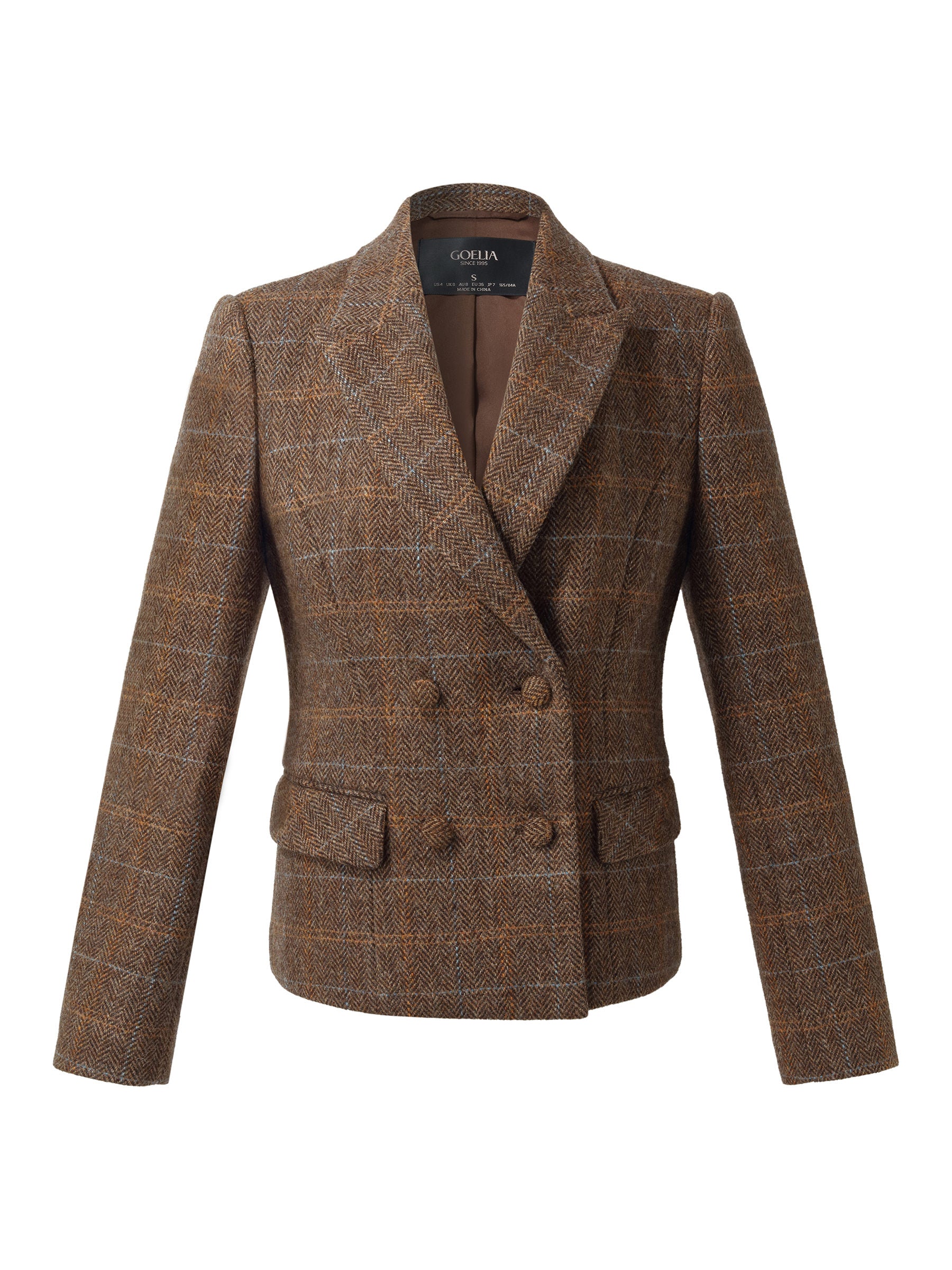 100% Wool Plaid Slim Fit Women Blazer - Image 7