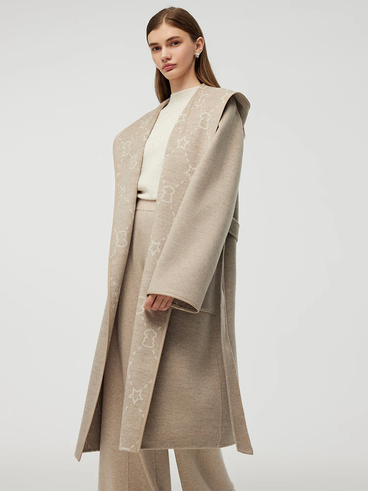 100% Wool Reversible Hooded Women Overcoat - Image 5