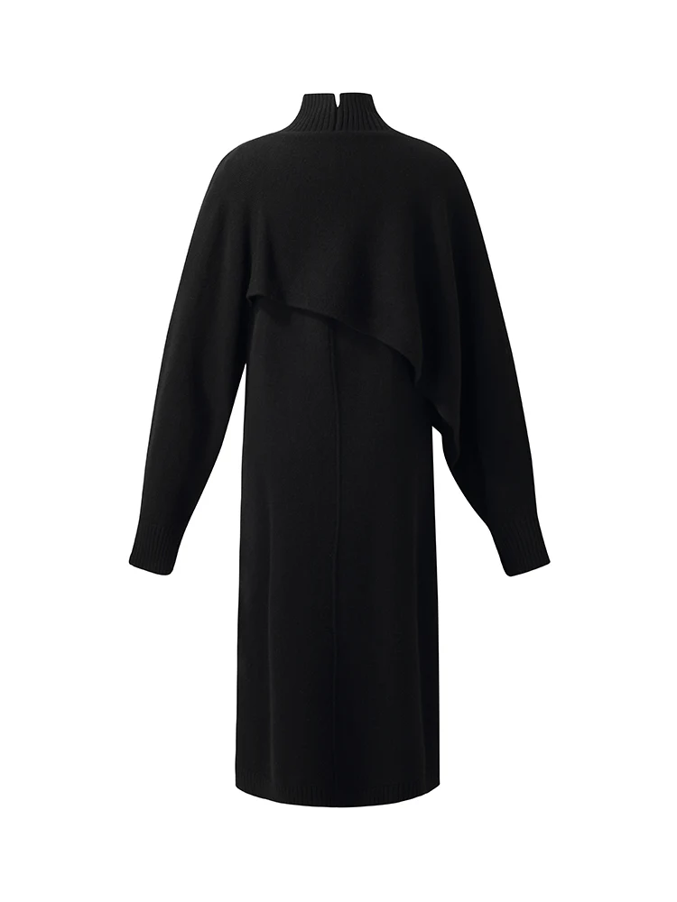 100% Wool Turtleneck Cloak And Dress Two-Piece Set - Image 7