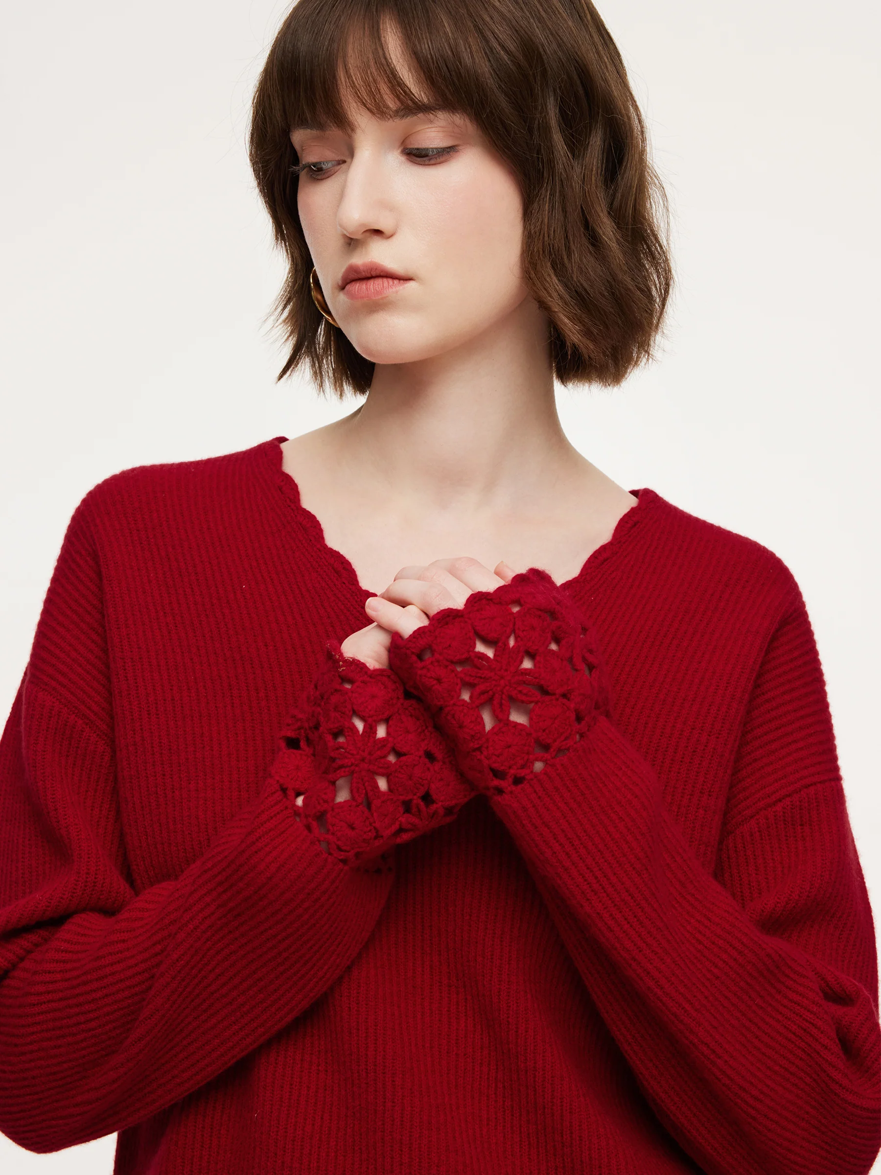 100% Wool V-Neck Women Sweater - Image 5