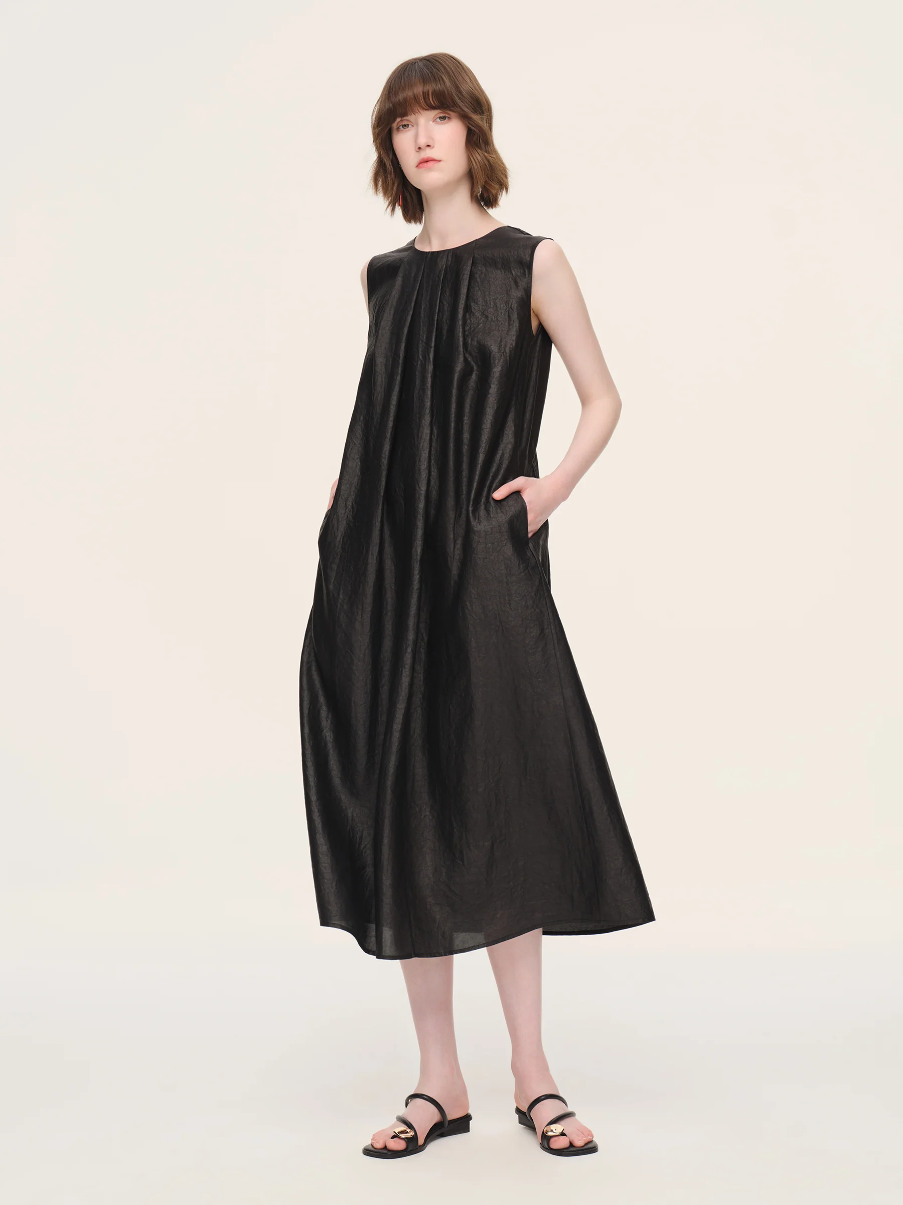 12MM Gambiered Canton Gauze Reversible Women Sleeveless Maxi Dress - Image 4