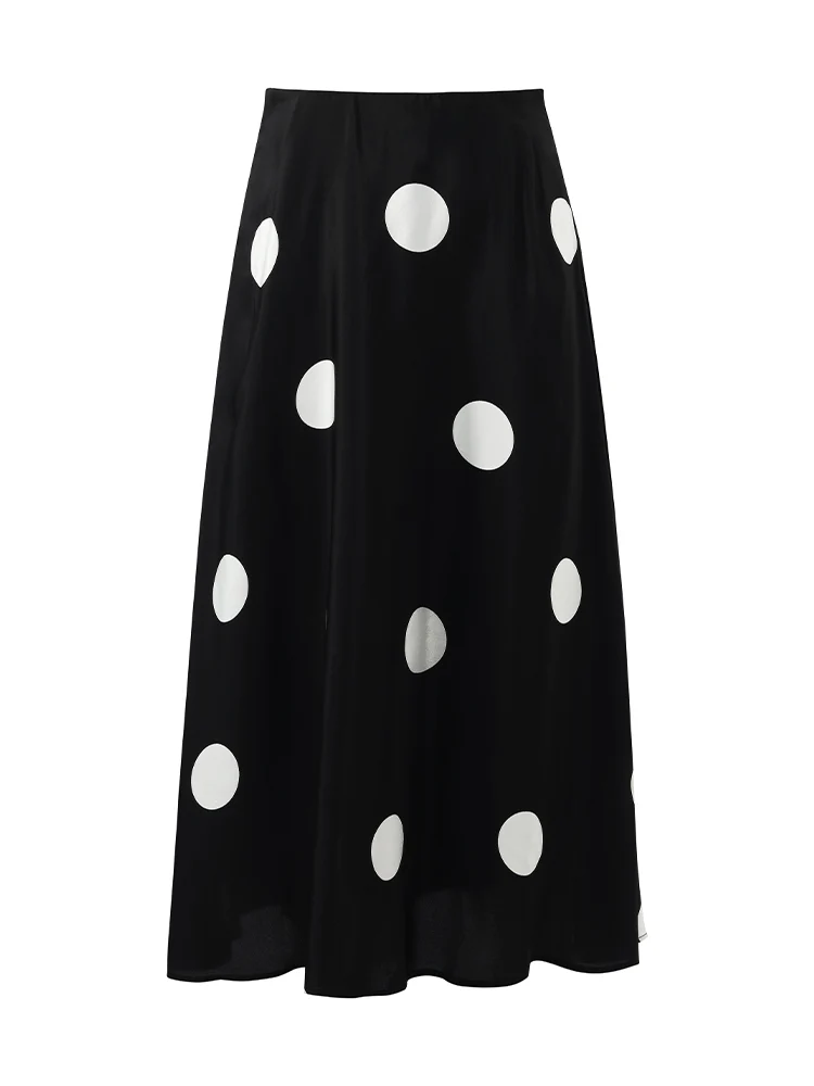 16 Momme Mulberry Silk Polka Dots Print A-Line Women Half Skirt - Image 6
