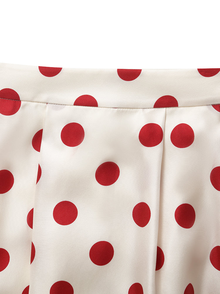 16 Momme Mulberry Silk Polka Dots Print Women Half Skirt - Image 17