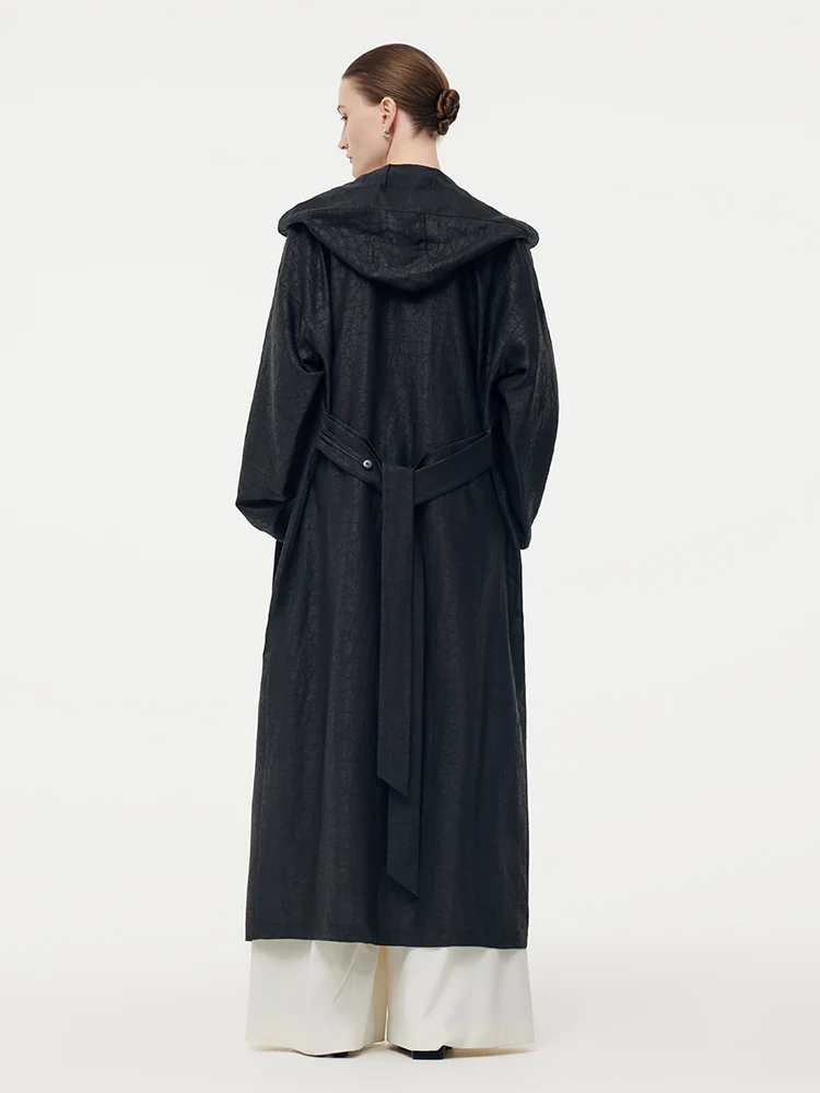 18 Momme Xiang Yun Silk Hooded Unisex Trench Coat - Image 3