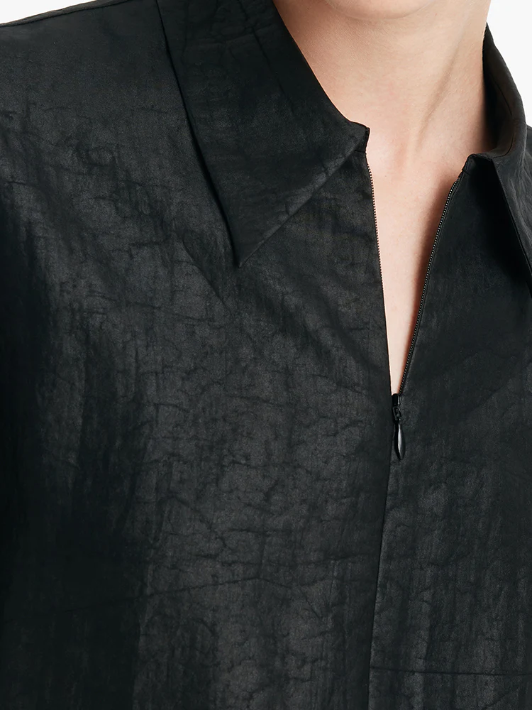 18 Momme Xiang Yun Silk Women Shirt With Zippered Lapel Collar - Image 7