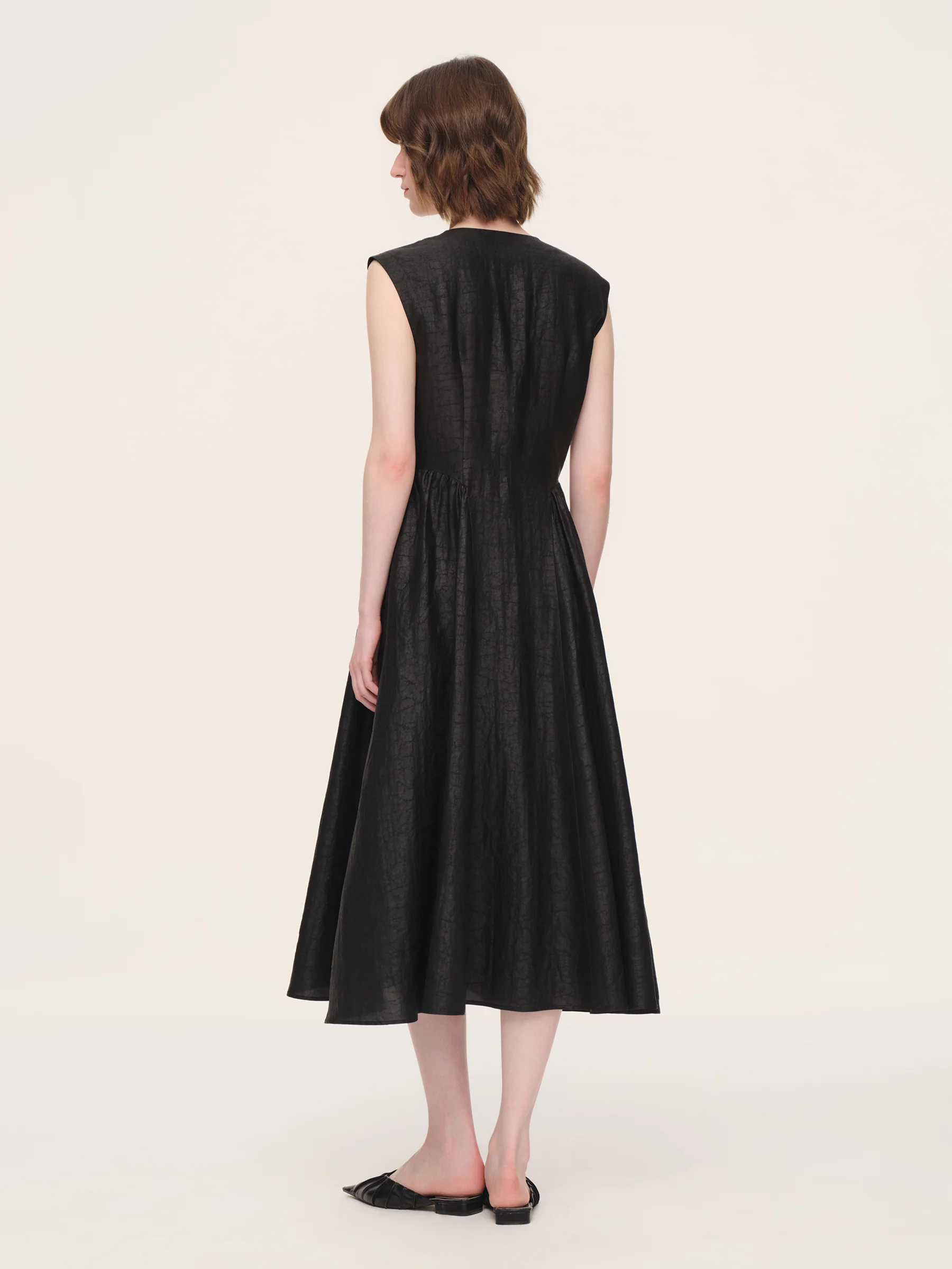 18MM Gambiered Canton Gauze Women Cap Sleeve Maxi Dress - Image 4