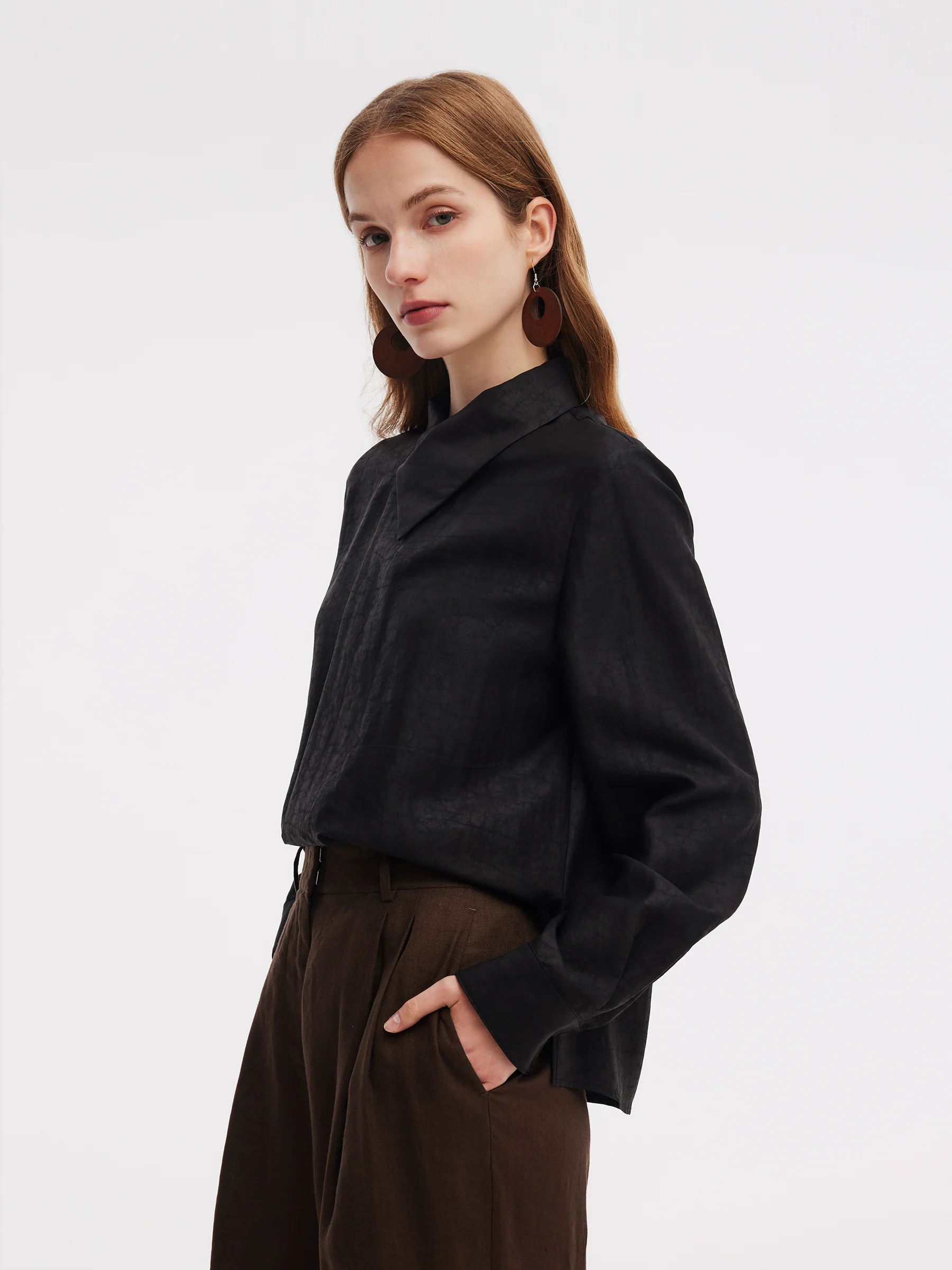 18MM Xiang Yun Silk Cross Front Collar Women Blouse - Image 5