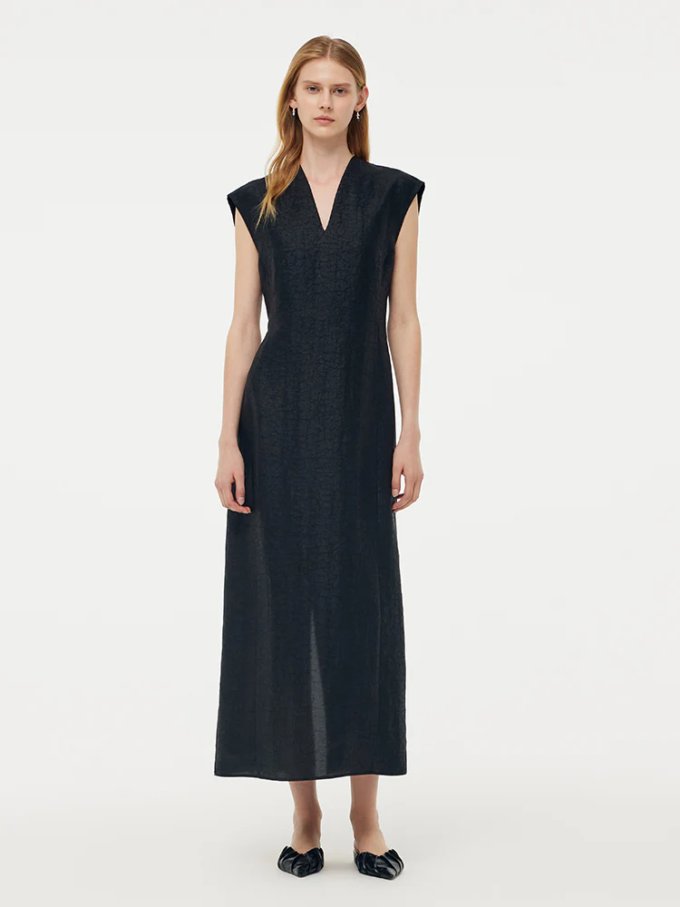 18MM Xiang Yun Silk V-Neck Cap Sleeve Women Maxi Dress - Image 2