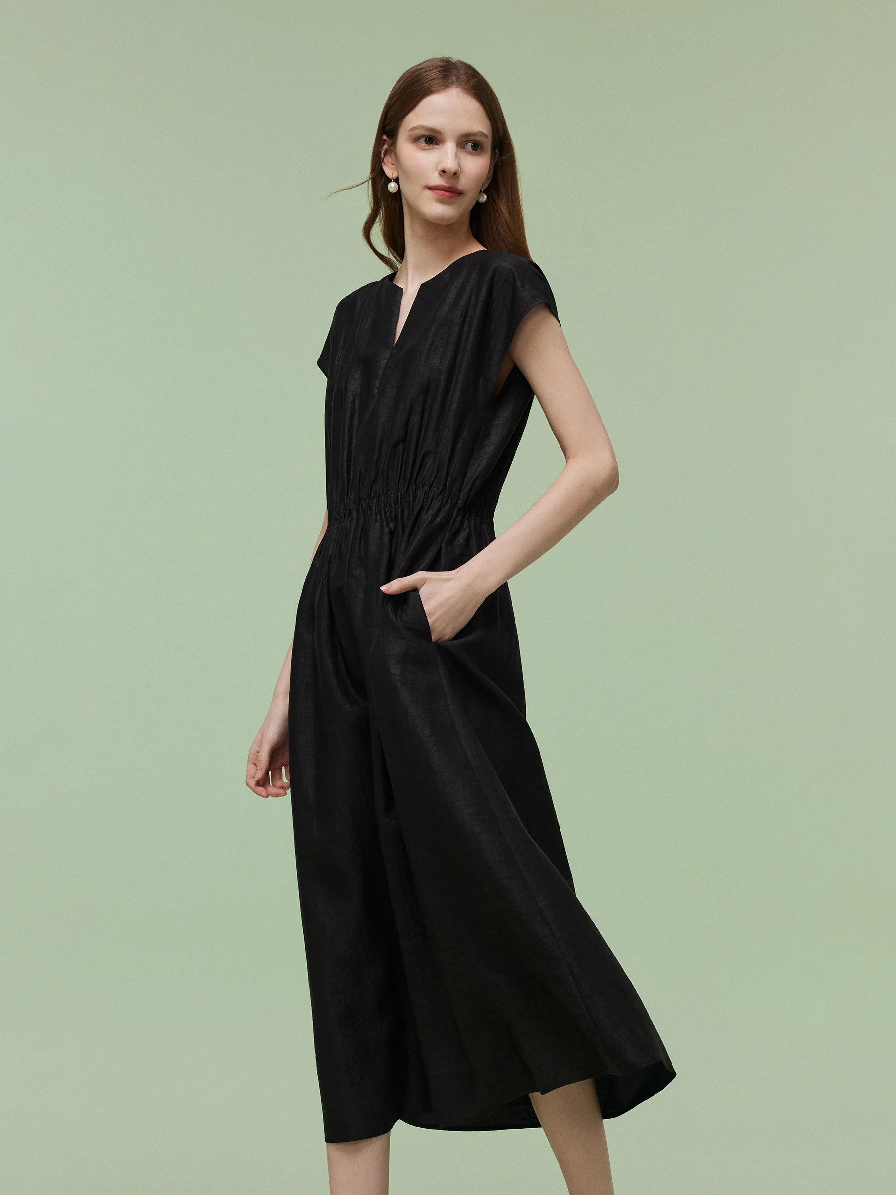 18MM Xiang Yun Silk Women Elastic Waist Maxi Dress - Image 4