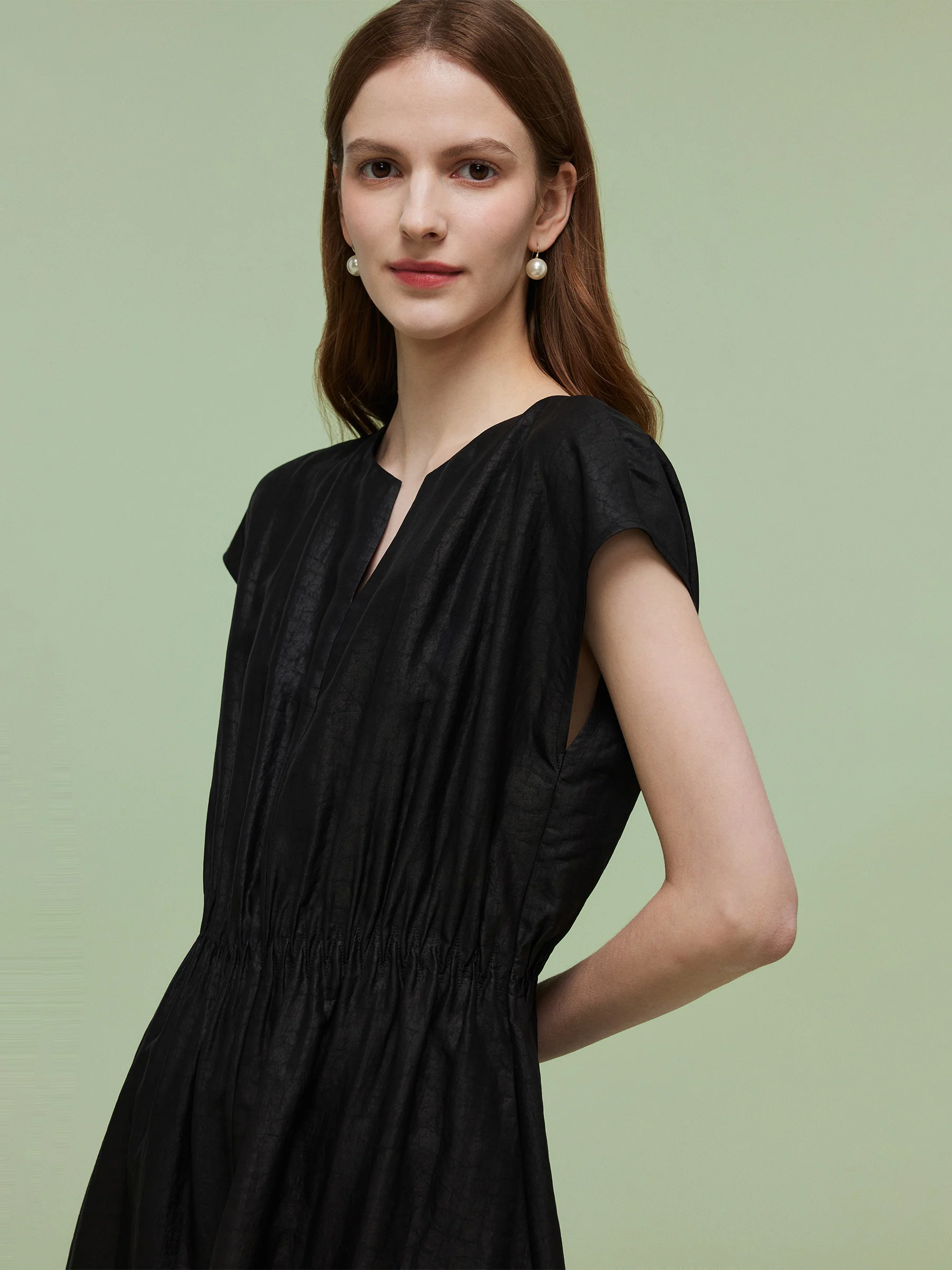 18MM Xiang Yun Silk Women Elastic Waist Maxi Dress - Image 6