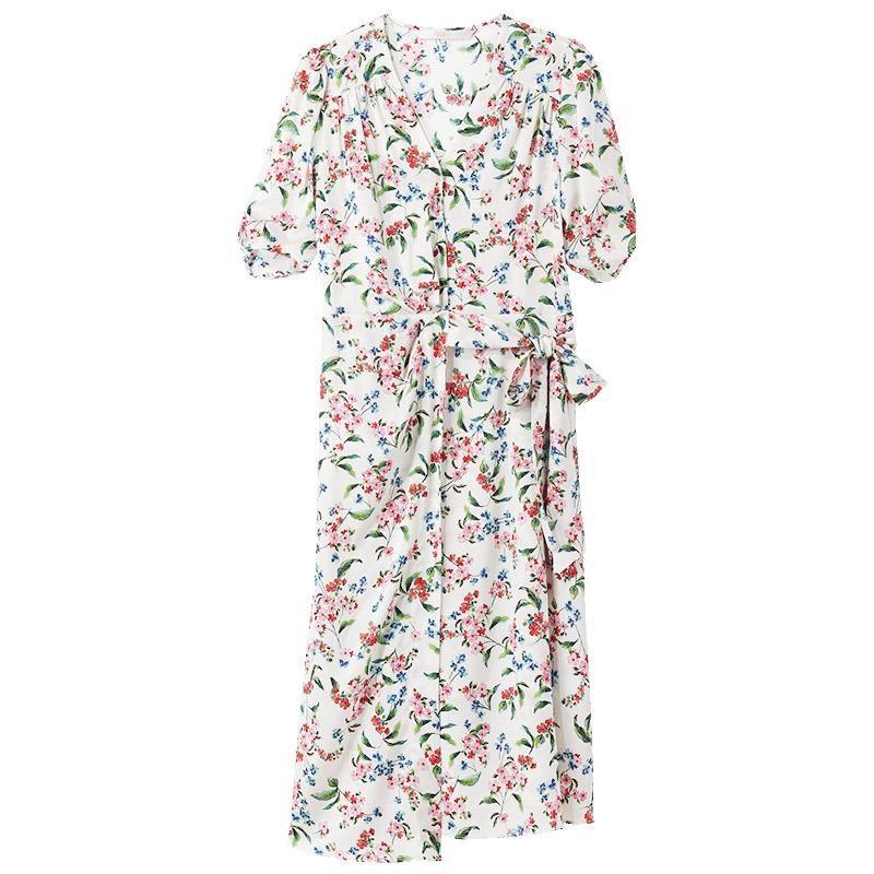 19 Momme Silk V-Neck Lace Up Midi Dress - Image 5