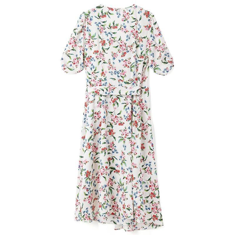 19 Momme Silk V-Neck Lace Up Midi Dress - Image 6