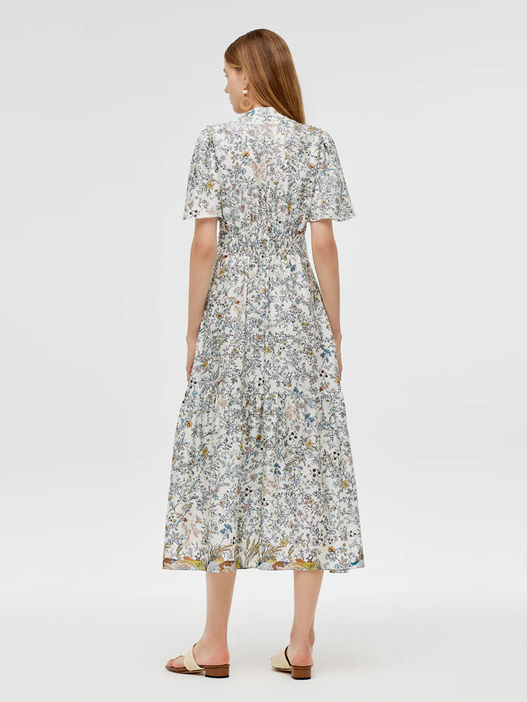 19 Momme Mulberry Silk V-Neck Print Women Maxi Dress - Image 7