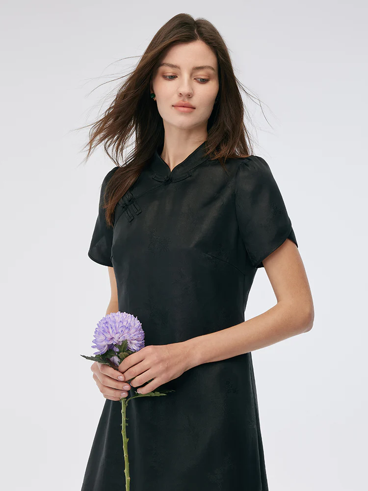 19MM Xiang Yun Silk Women Qipao Midi Dress - Image 4