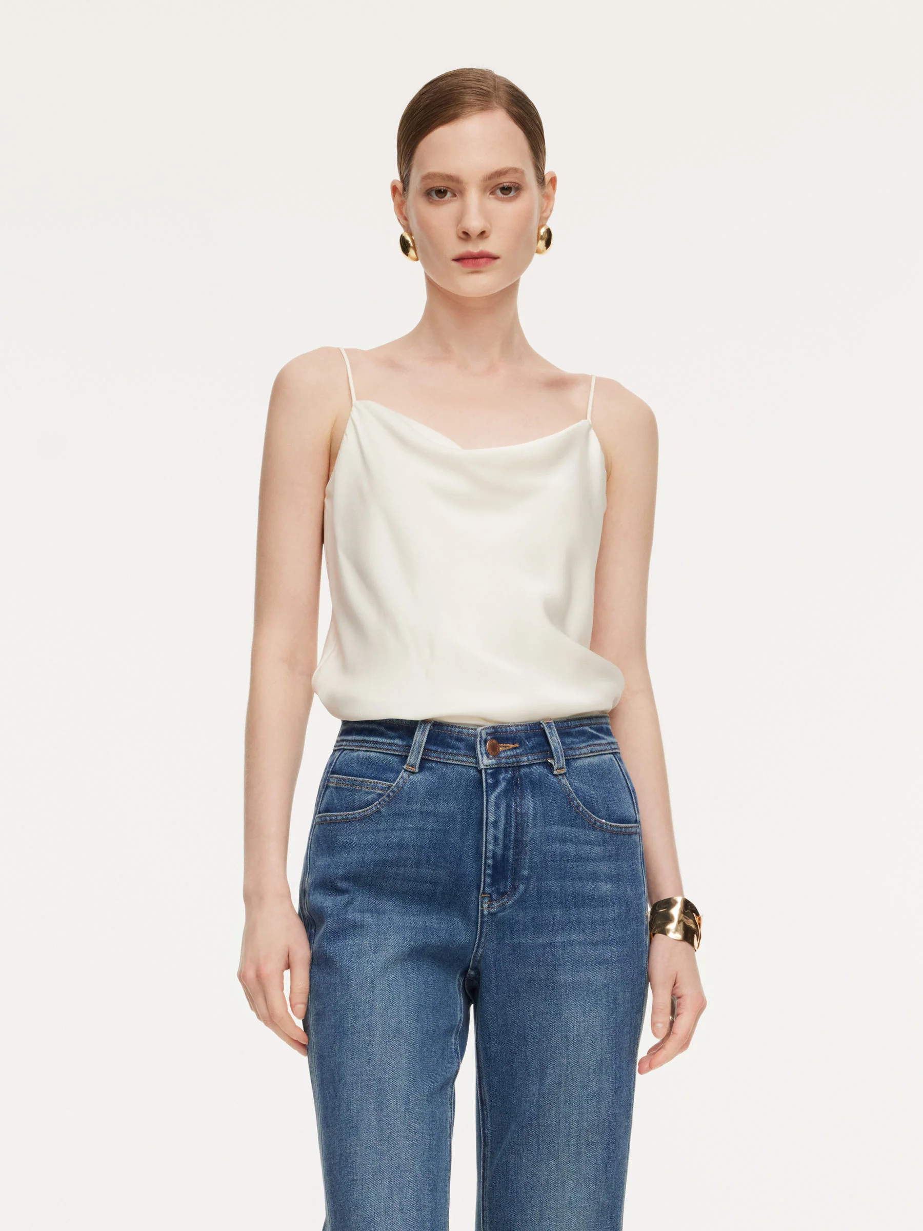 22MM Mulberry Silk Cowl Neck Women Camisole With Scrunchie - Image 5