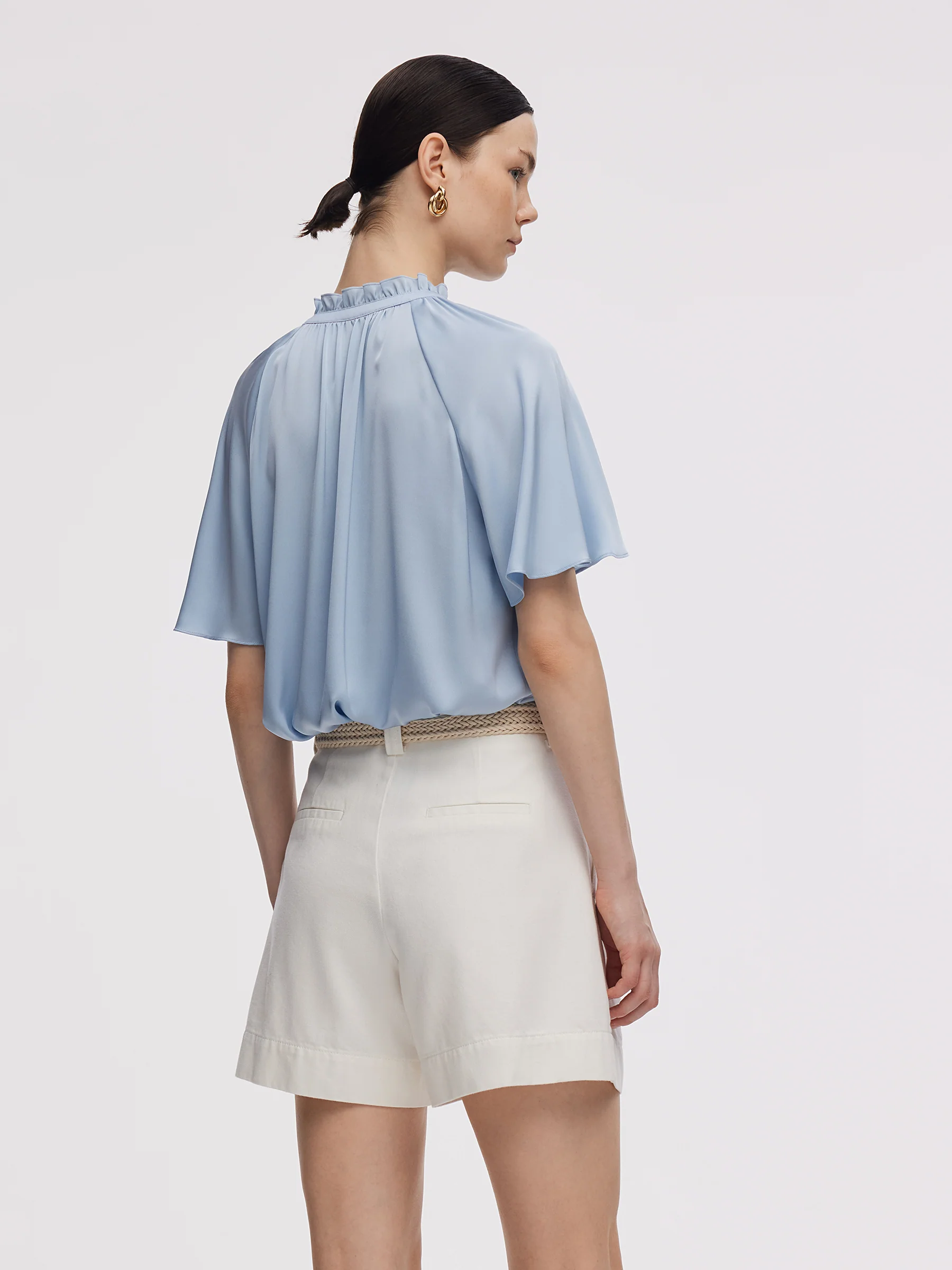 22MM Mulberry Silk Women Ruffle Sleeve Blouse - Image 3