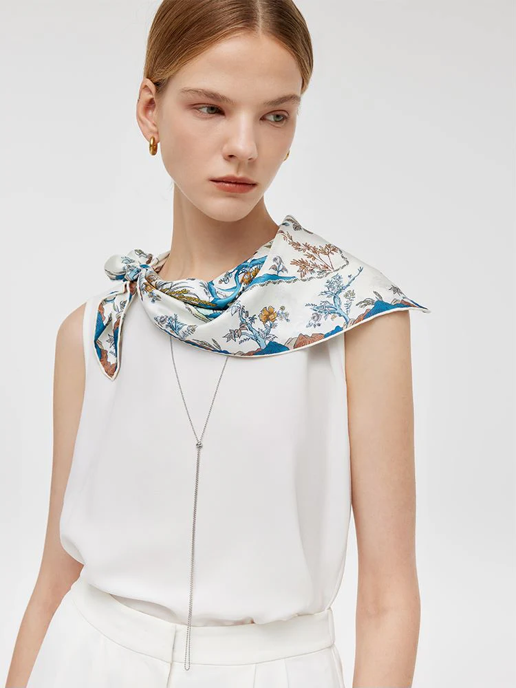 60 Square Printed 14 Momme Mulberry Silk Scarf - Image 6