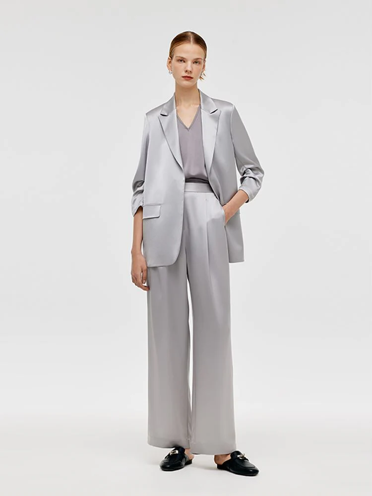 Acetate 3/4 Ruched Sleeves Women Blazer - Image 3