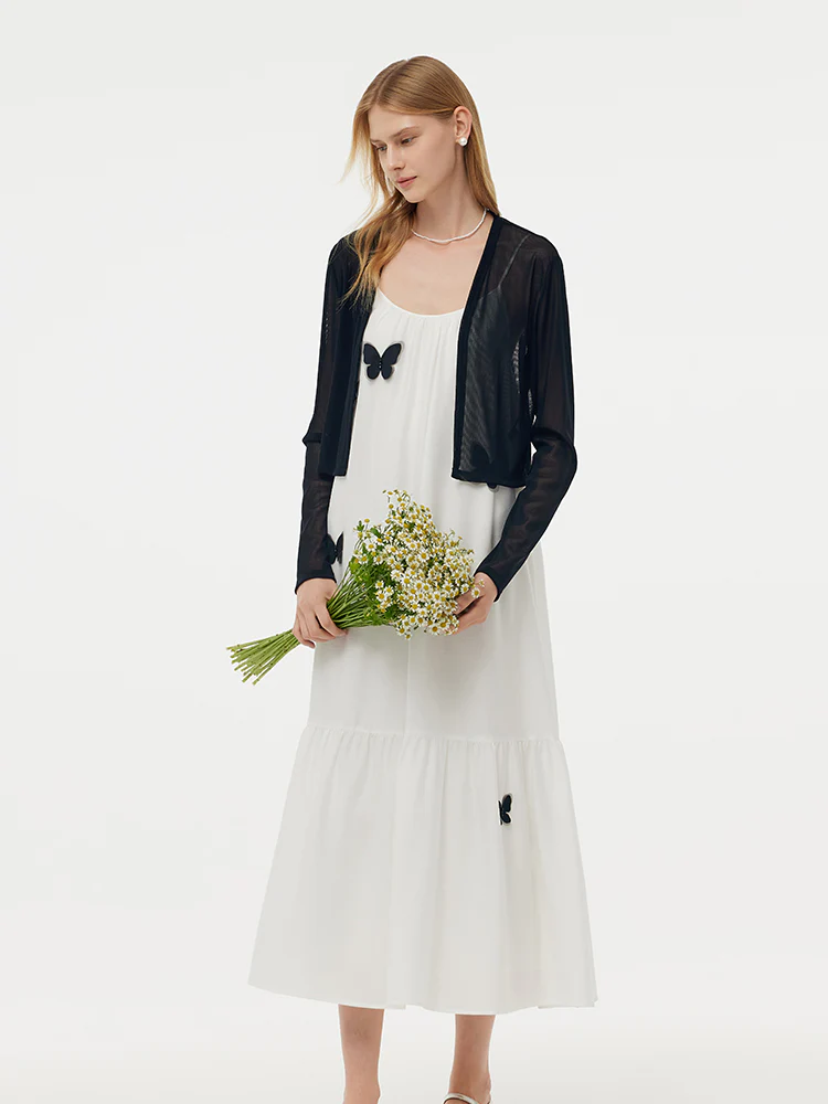 Acetate 3D Butterfly Maxi Dress And Cardigan Two-Piece Set - Image 5