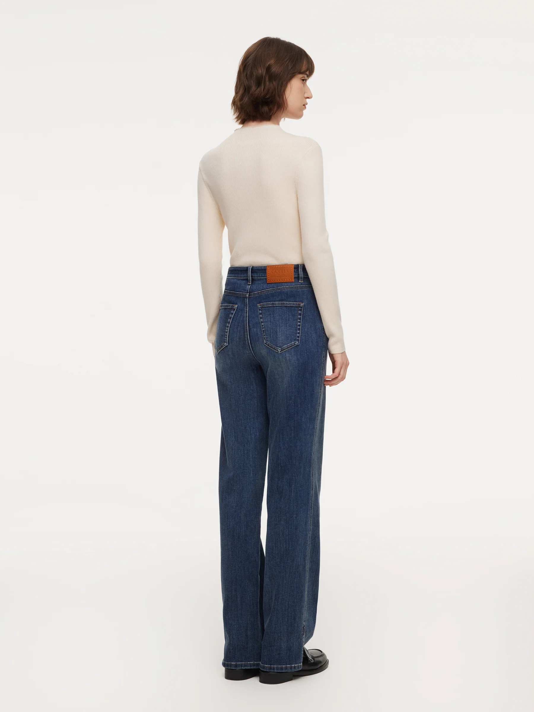 Acetate Blend Denim Micro-Flared Women Jeans - Image 5