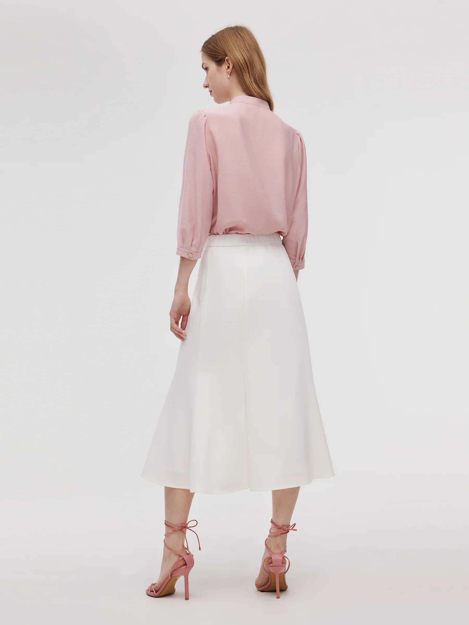 Acetate Blend Ruffle Blouse And Mermaid Skirt Two-Piece Set - Image 3