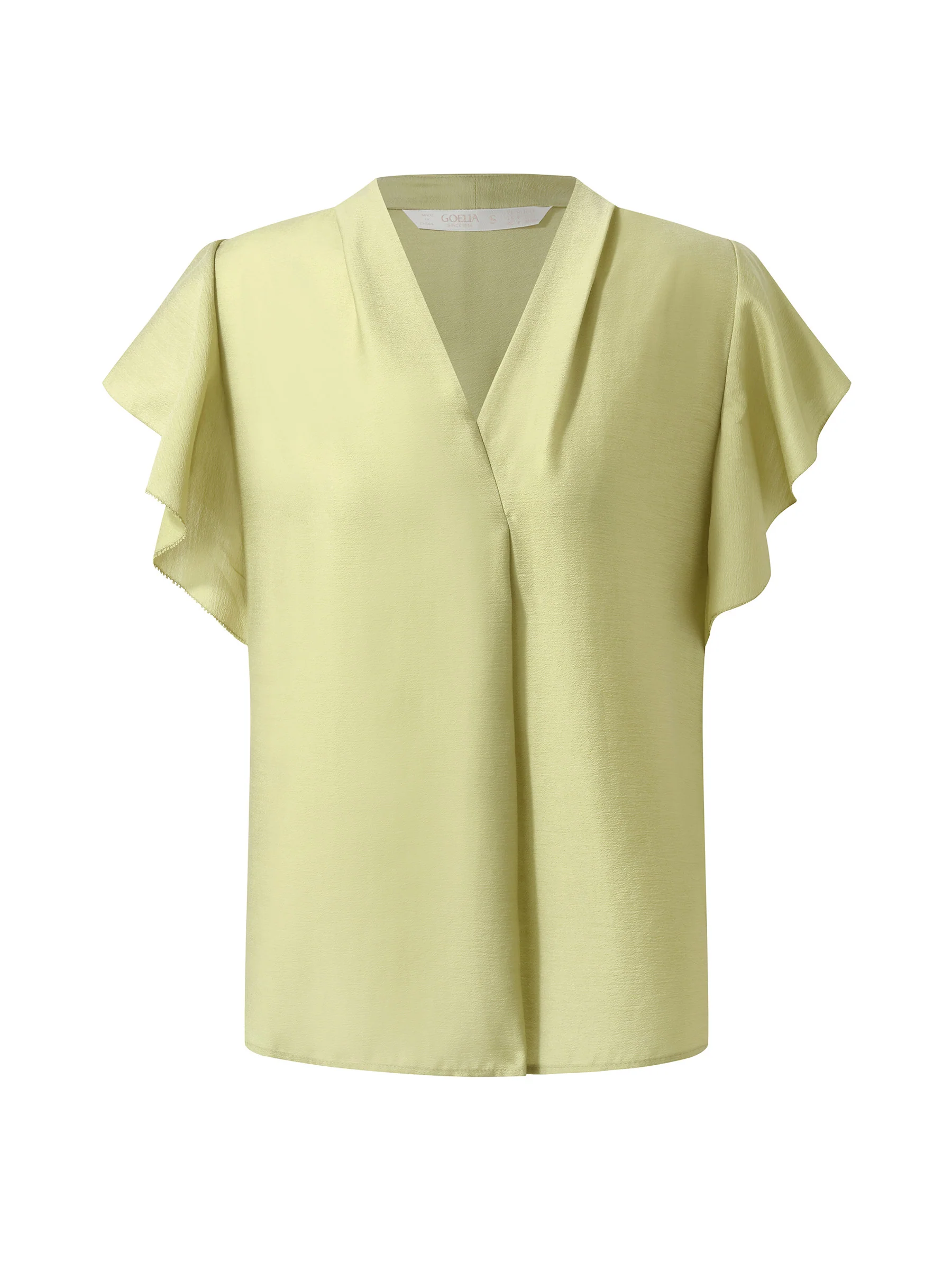 Acetate Blend V-Neck Women Ruffle Sleeve Blouse - Image 6