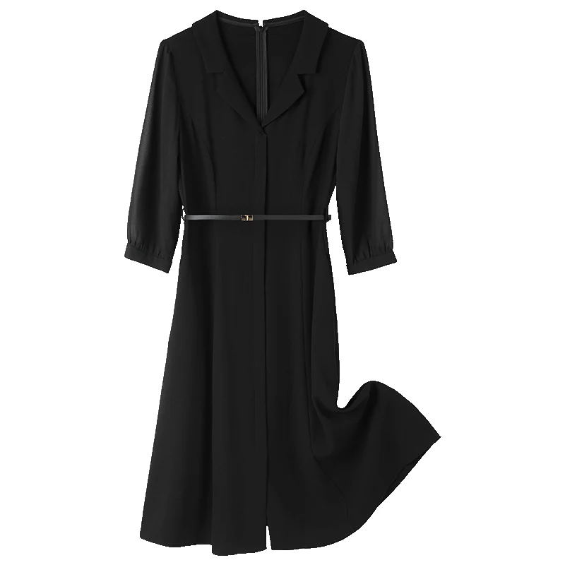 Black Gathered Waist Midi Dress - Image 8