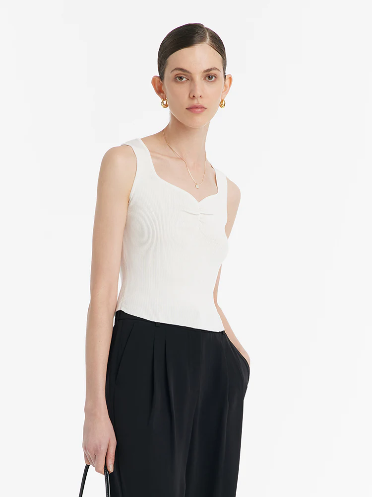 Acetate Knitted Ruched Women Vest - Image 5