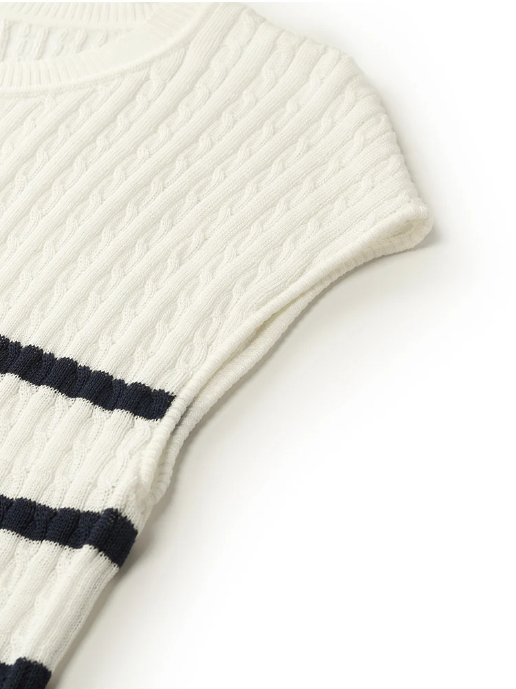 Acetate Knitted Striped Pullover Women Knit Top - Image 17