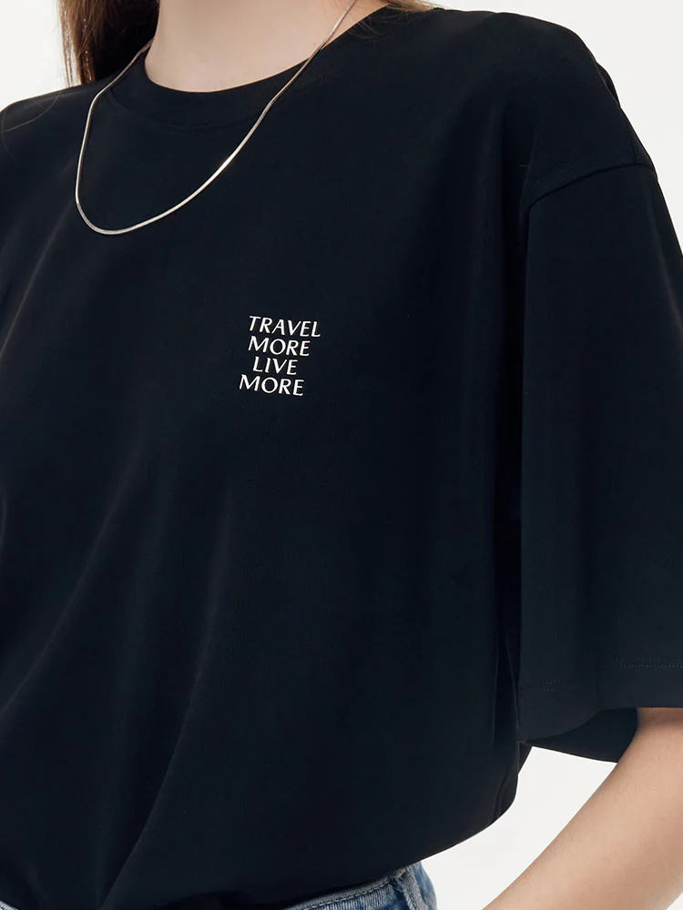 Acetate Loose Fit Letter Print Unisex T-Shirt - Image 4
